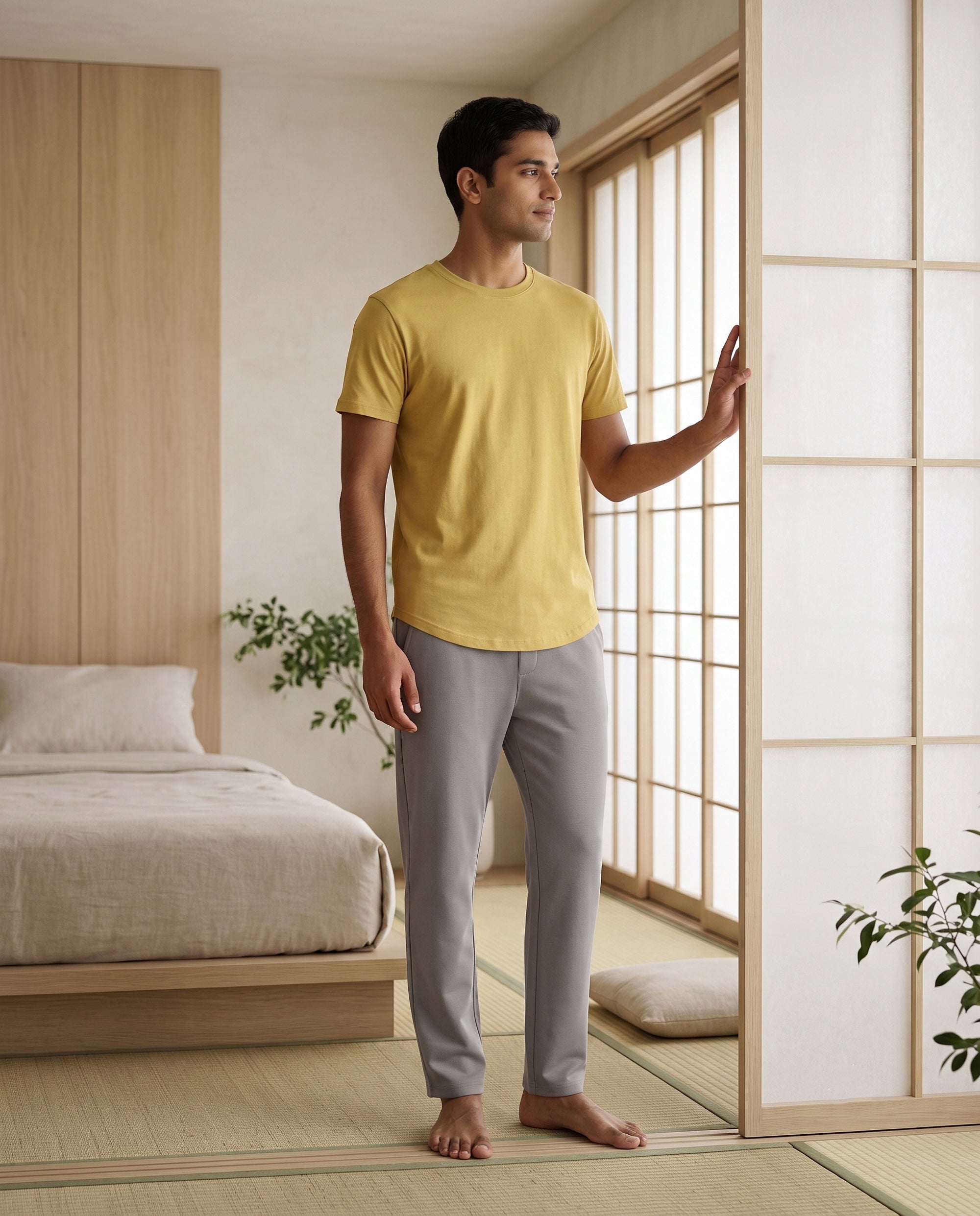 Cosmo T-Shirt + Pant  (Yellow + Grey)