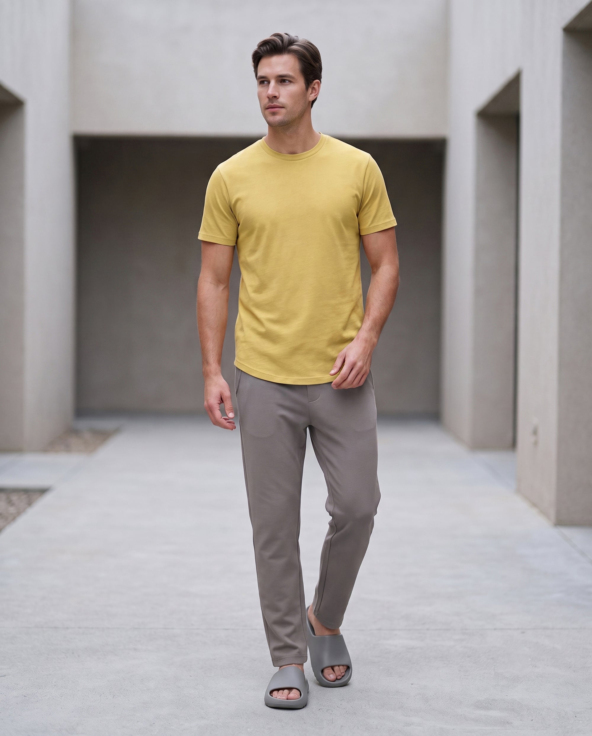 Cosmo T-Shirt + Pant  (Yellow + Grey)