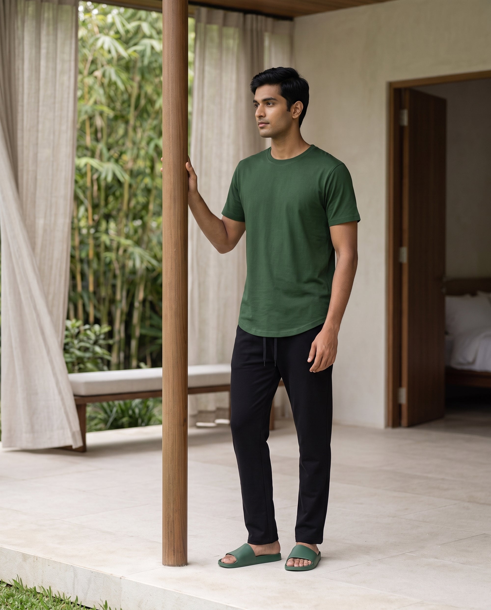 Cosmo T-Shirt + Pant  (Dark Green + Black)