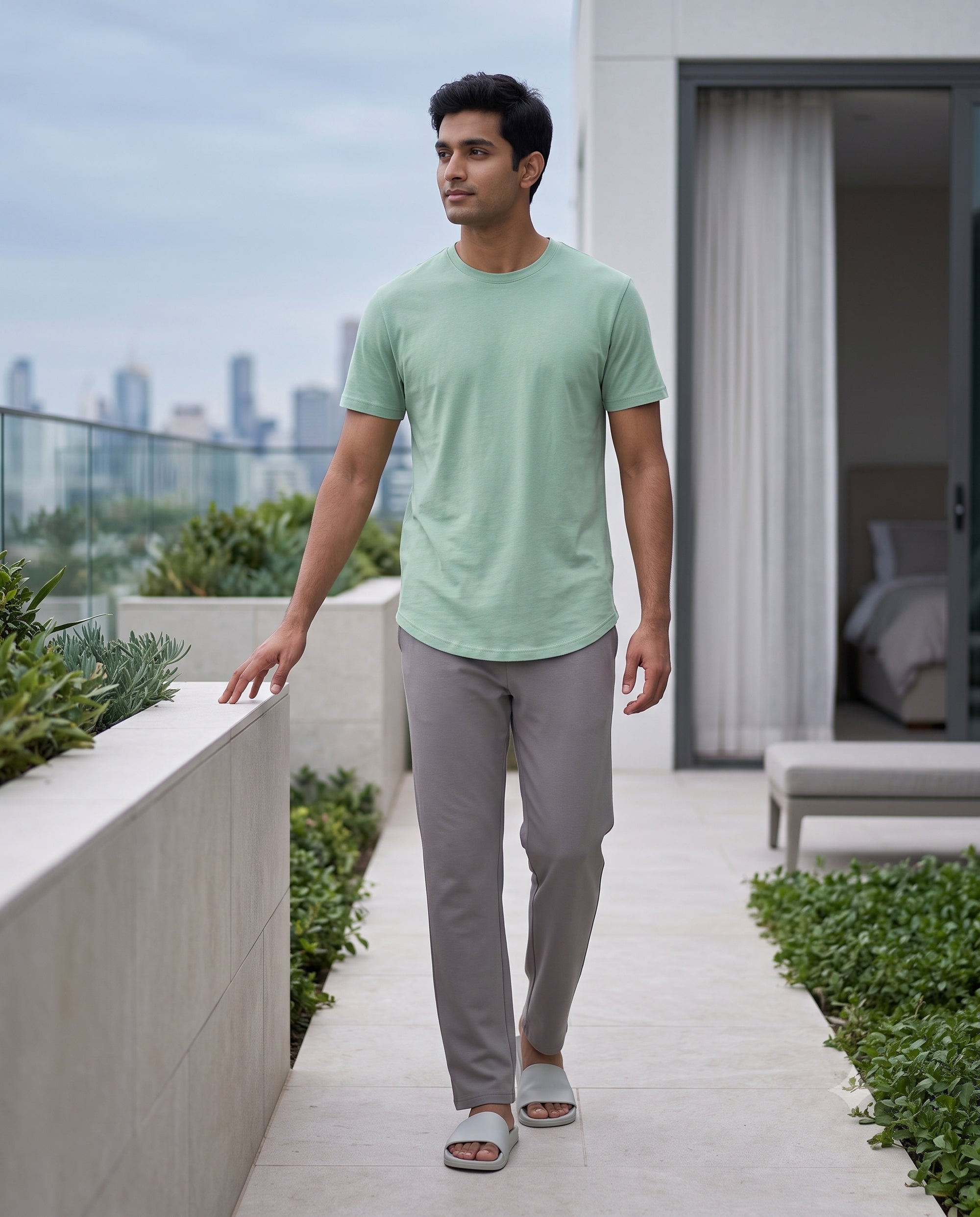Cosmo T-Shirt + Pant  (Green + Grey)
