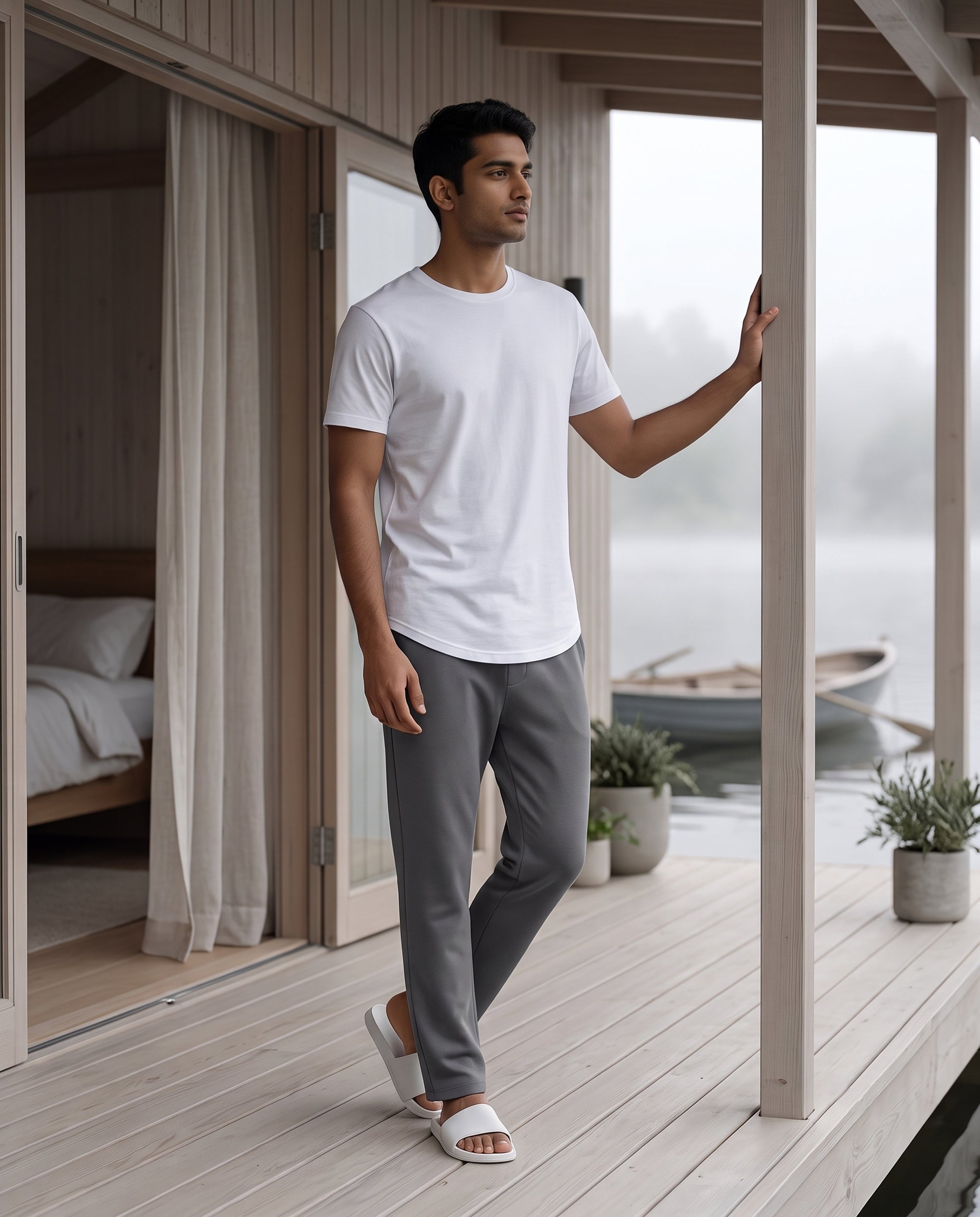 Cosmo T-Shirt + Pant  (White + Grey)