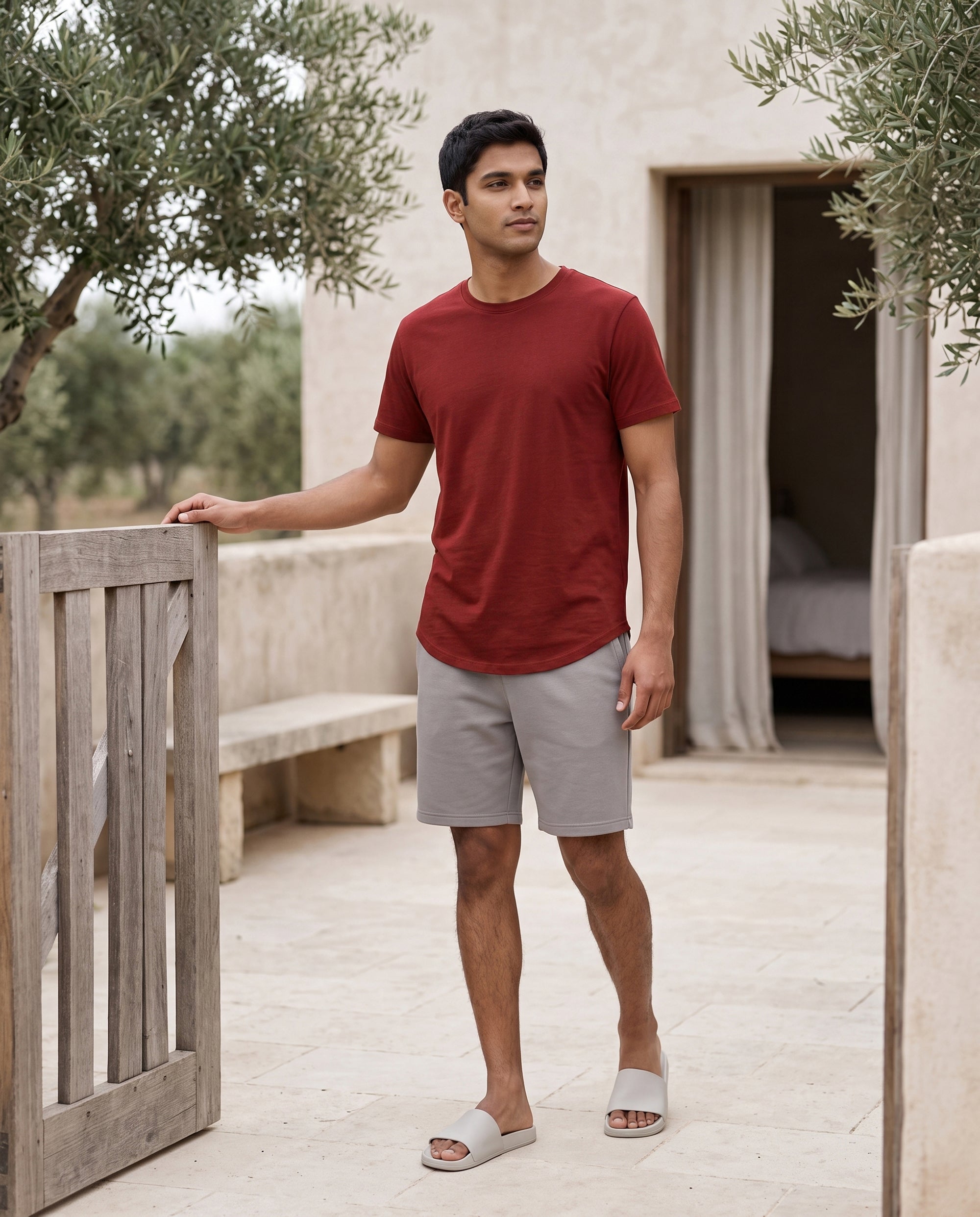 Cosmo T-Shirt + Shorts  (Maroon + Grey)