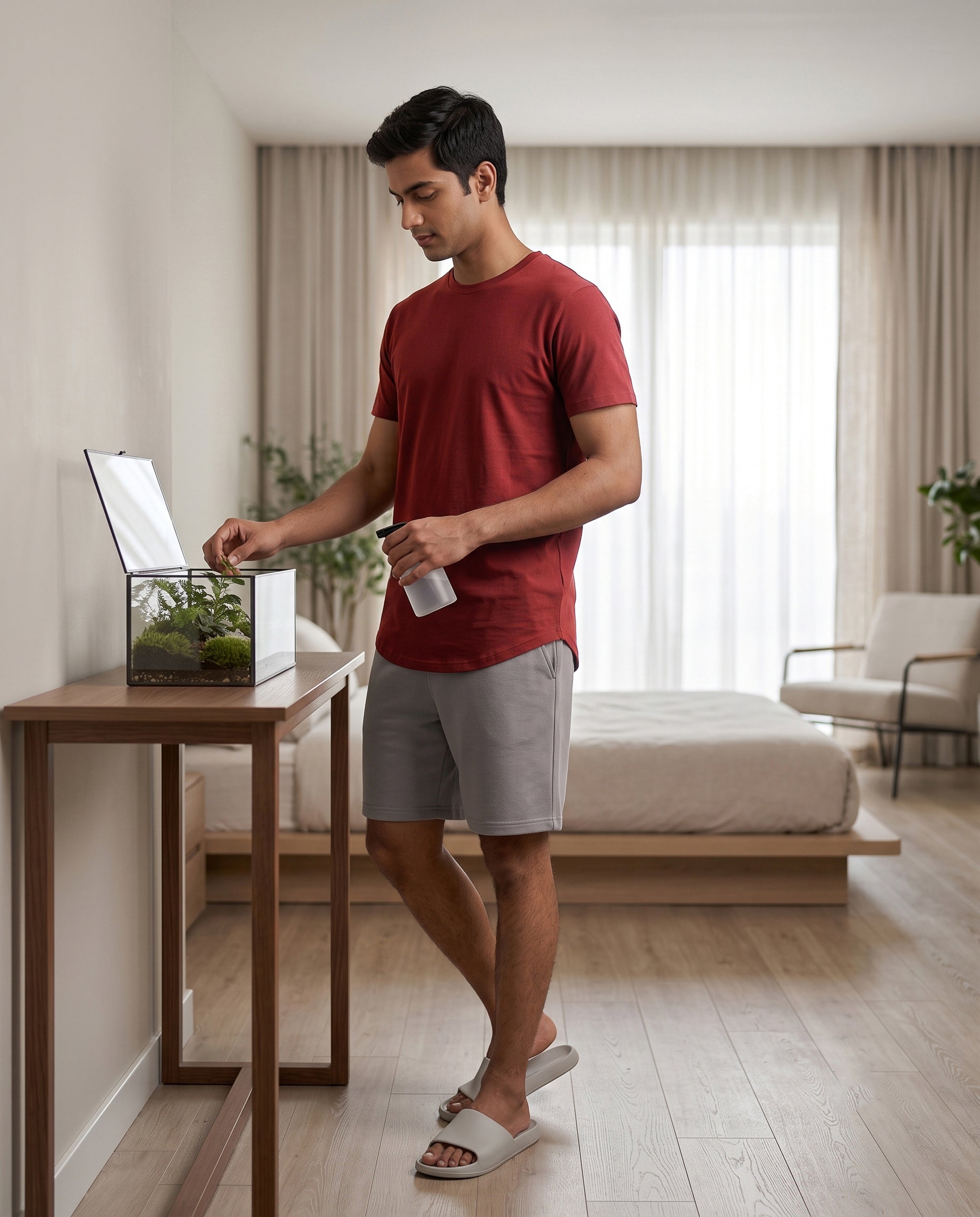 Cosmo T-Shirt + Shorts  (Maroon + Grey)