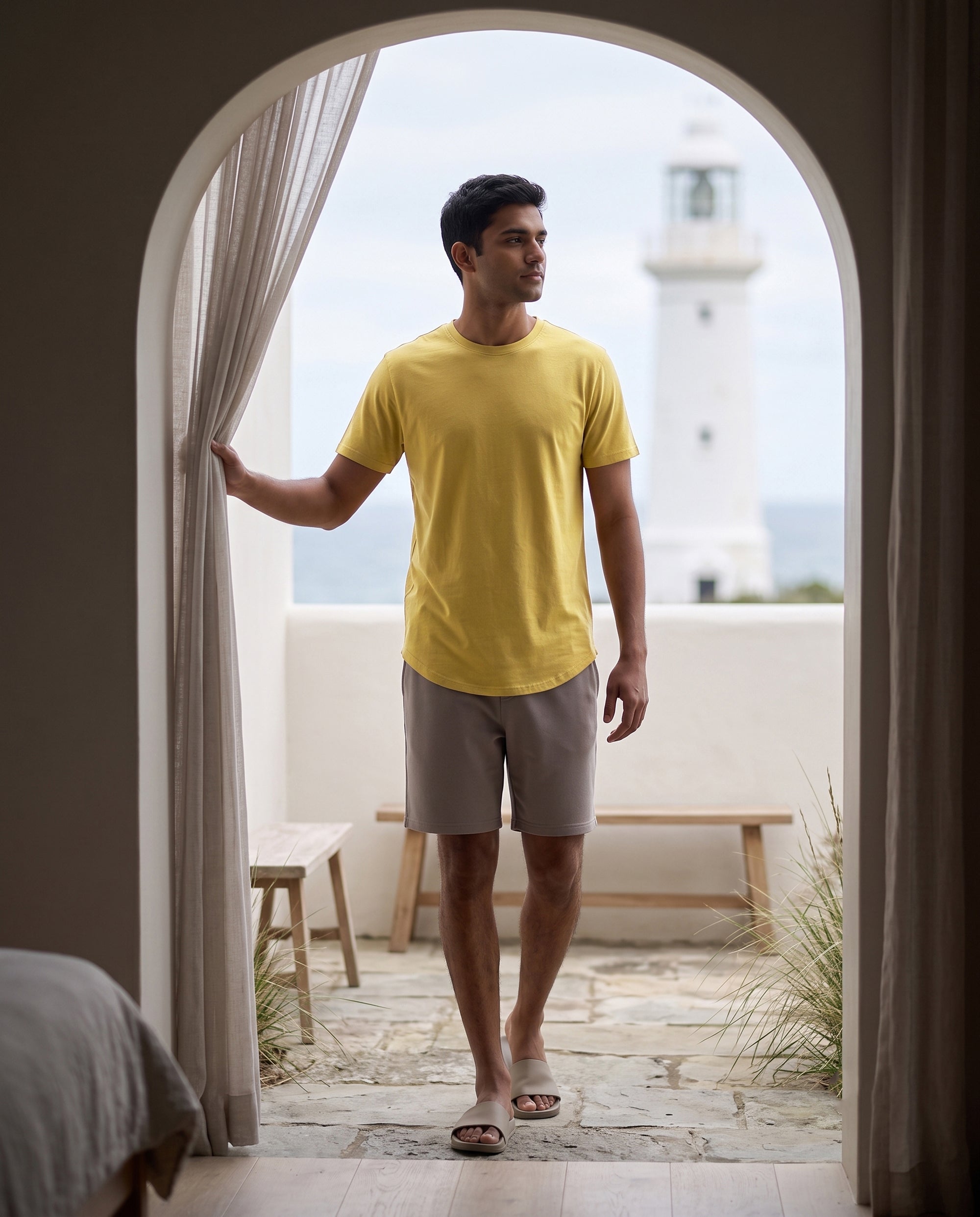 Cosmo T-Shirt + Shorts  (Yellow + Grey)