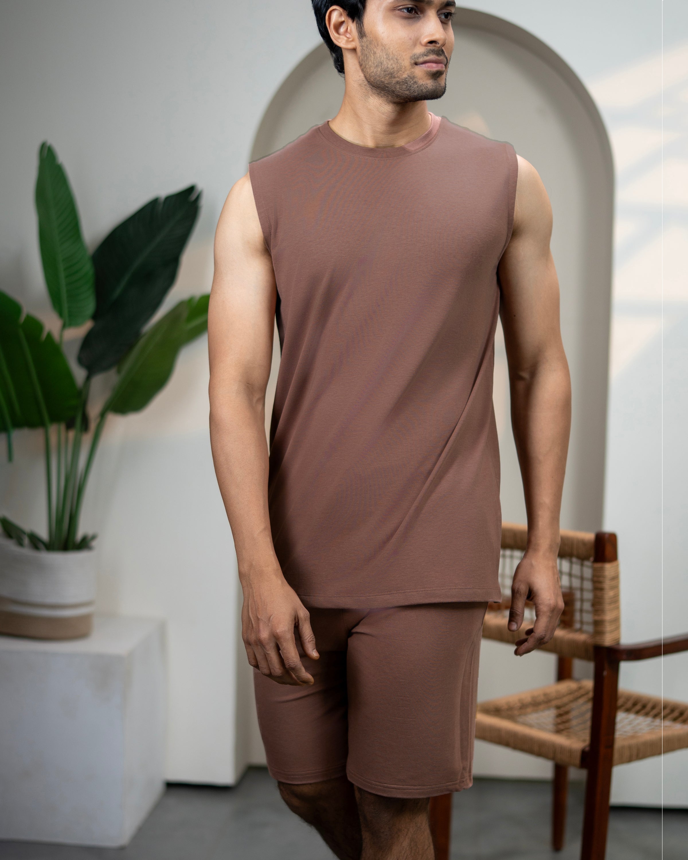 AirKnit Tee + Shorts  (Mystic Brown)