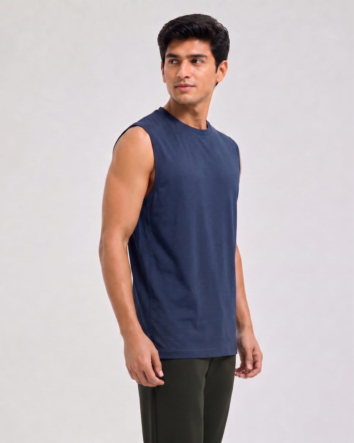Navy blue men's airy sleep tee made with bamboo fabric and cotton softness for lightweight breathable comfort