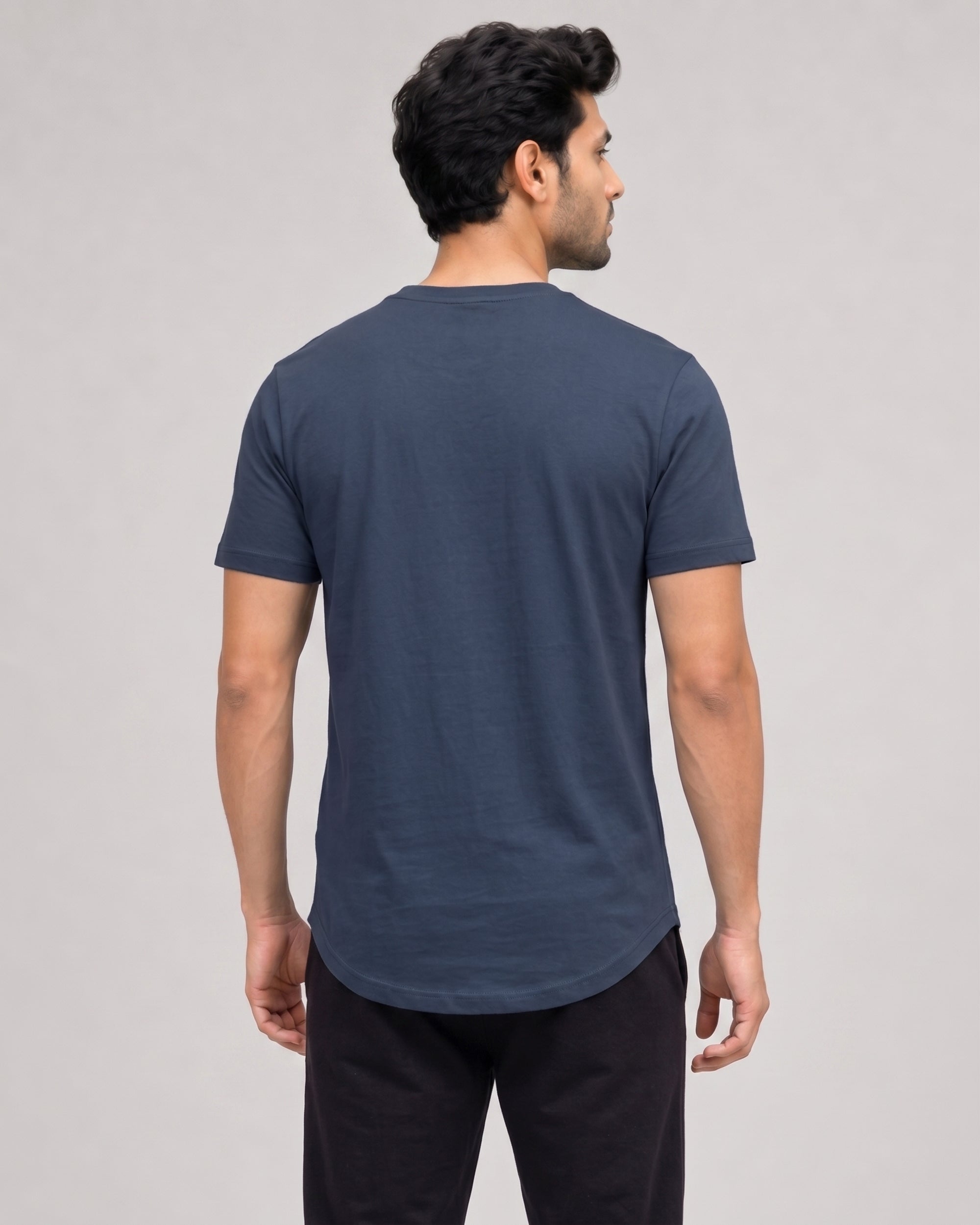 Navy blue men's classic lounge tee featuring bamboo fabric with cotton comfort for everyday homewear