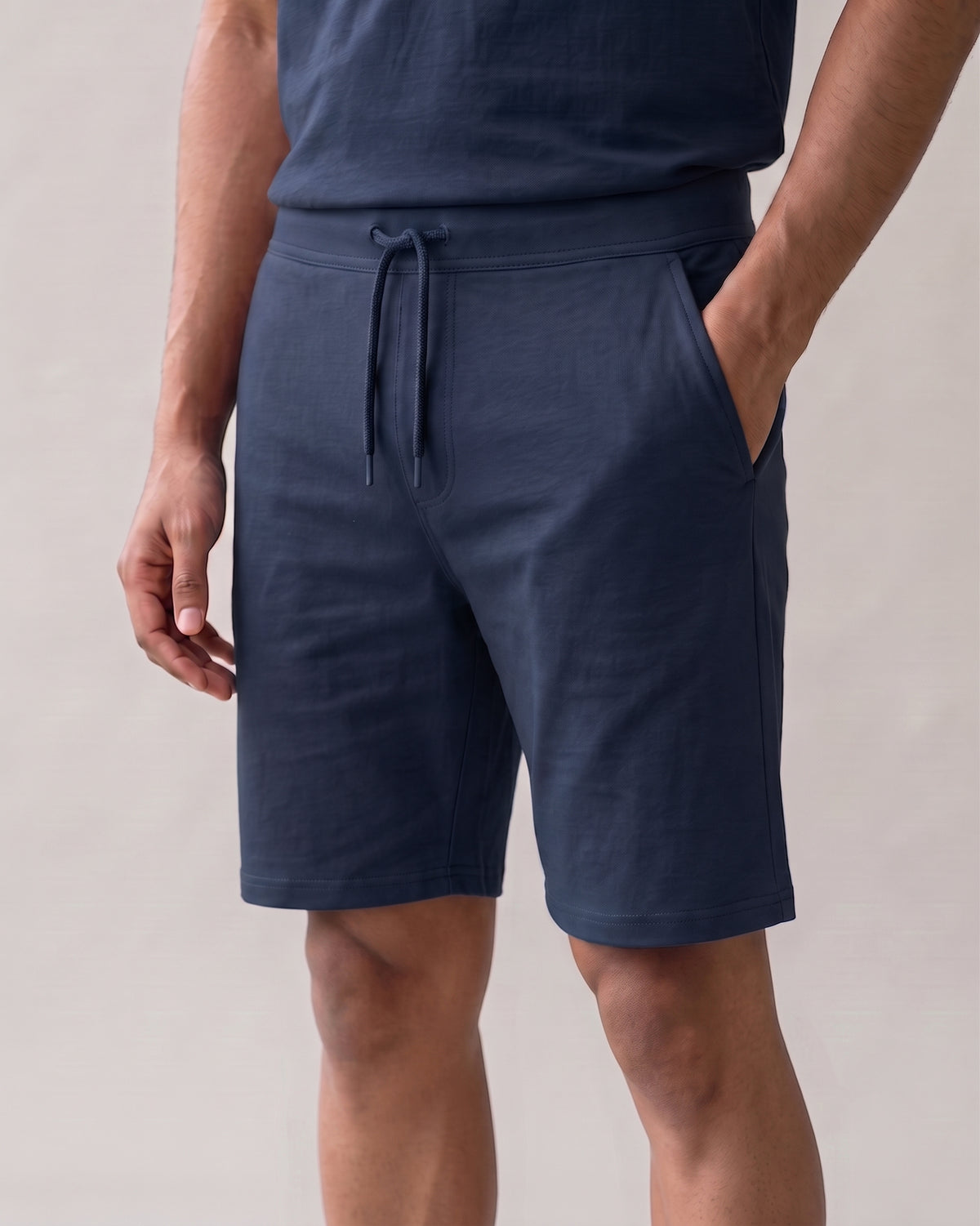 Navy blue men's cozy lounge tee made from bamboo fabric with cotton softness for restful sleep and easy lounging