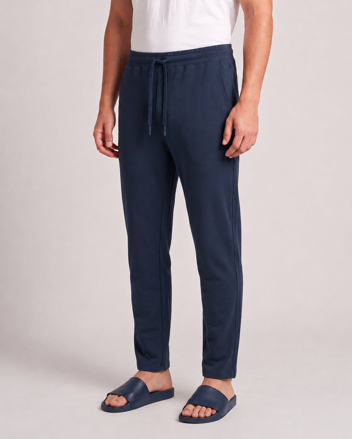 Navy blue men's modern regular fit tee featuring bamboo fabric and cotton softness for breathable everyday lounging