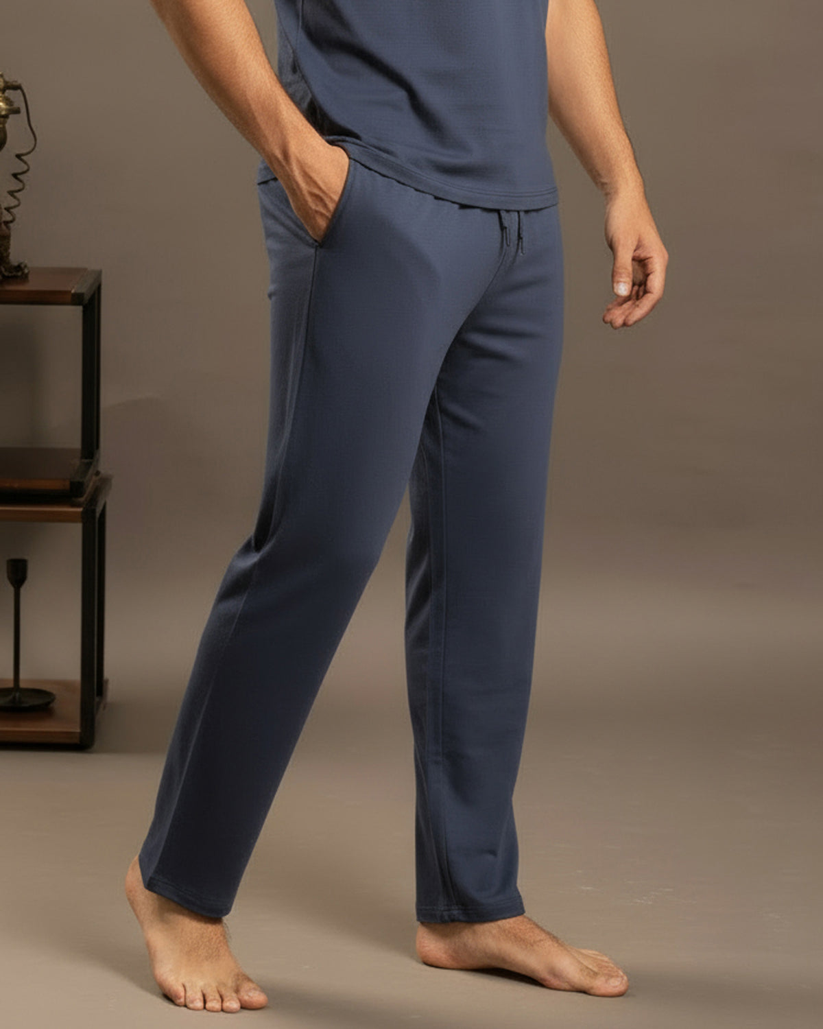 Navy blue Urbanite bamboo cotton loungewear with breathable softness and thermoregulating comfort for comfortable home wear