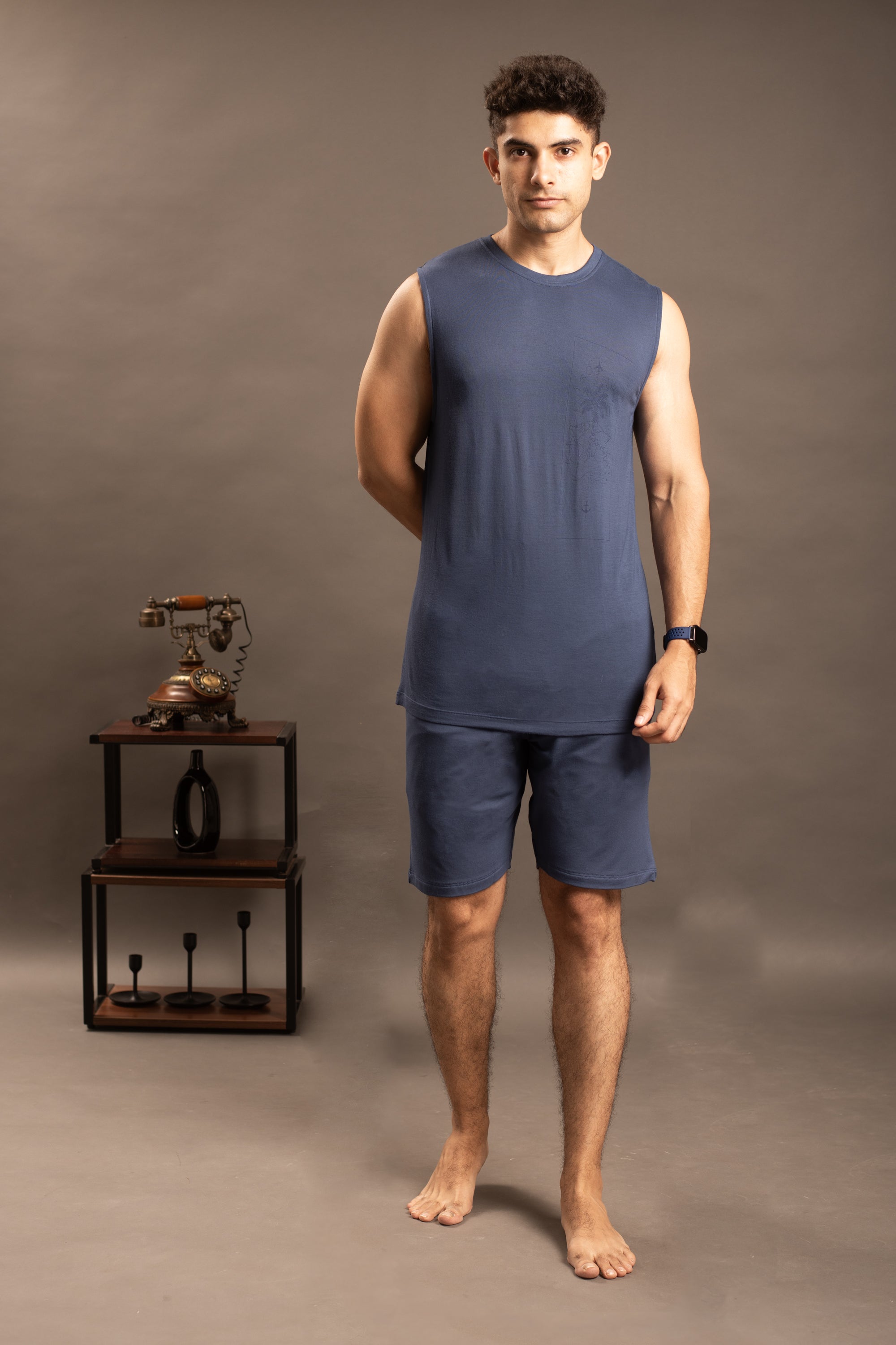 AirKnit Tee + Shorts  (Navy Blue)