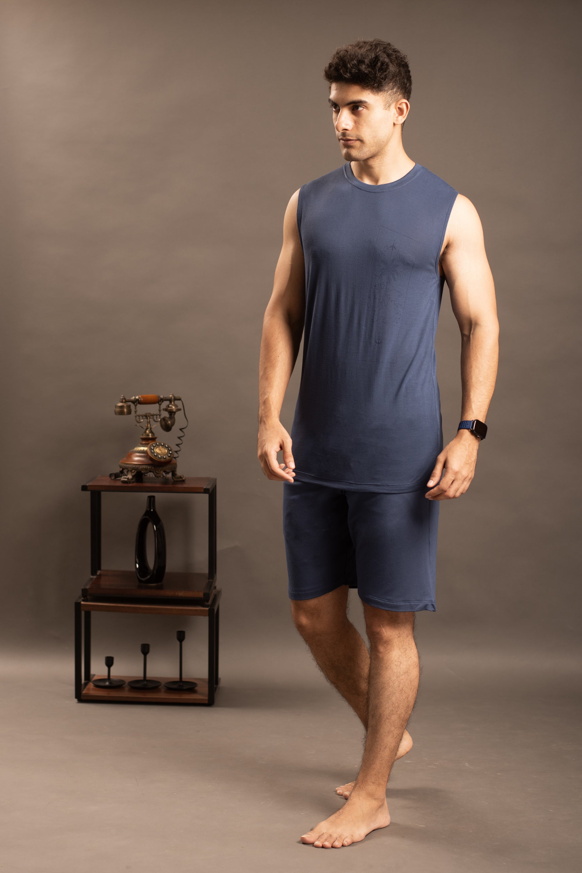 AirKnit Tee + Shorts  (Navy Blue)