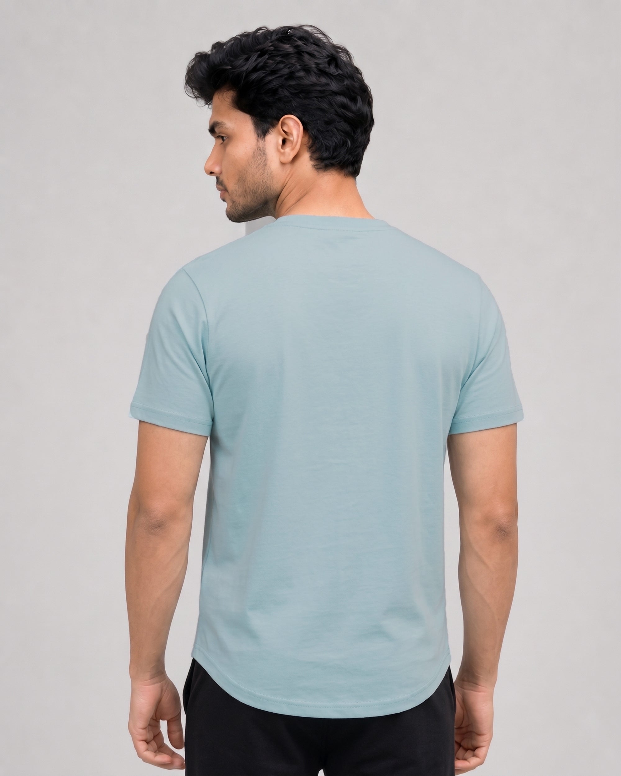 Nile blue men’s soft lounge tee with bamboo fabric, cotton softness and breathable thermoregulating comfort