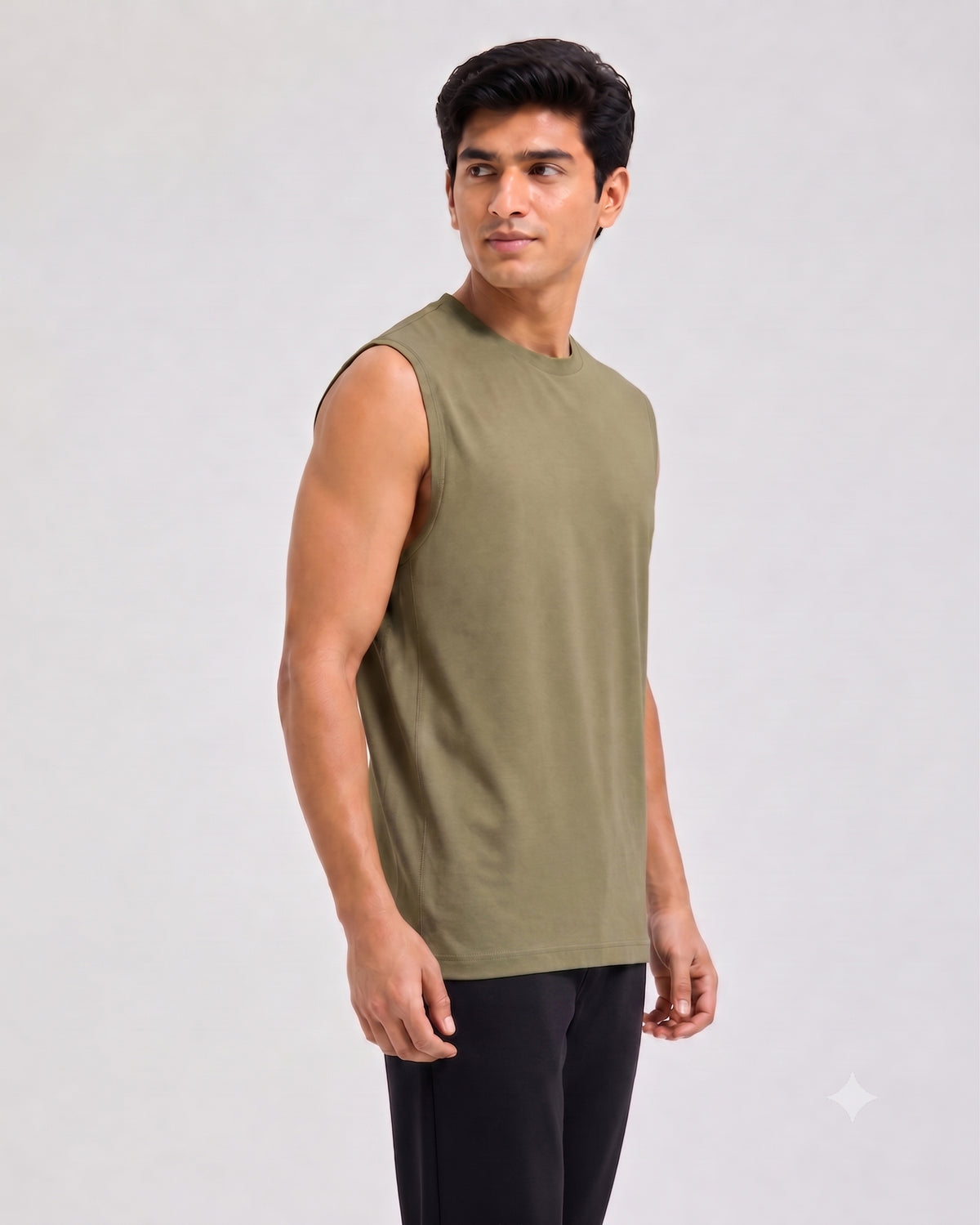 Olive green men's breathable bamboo fabric tee designed for lightweight everyday comfort