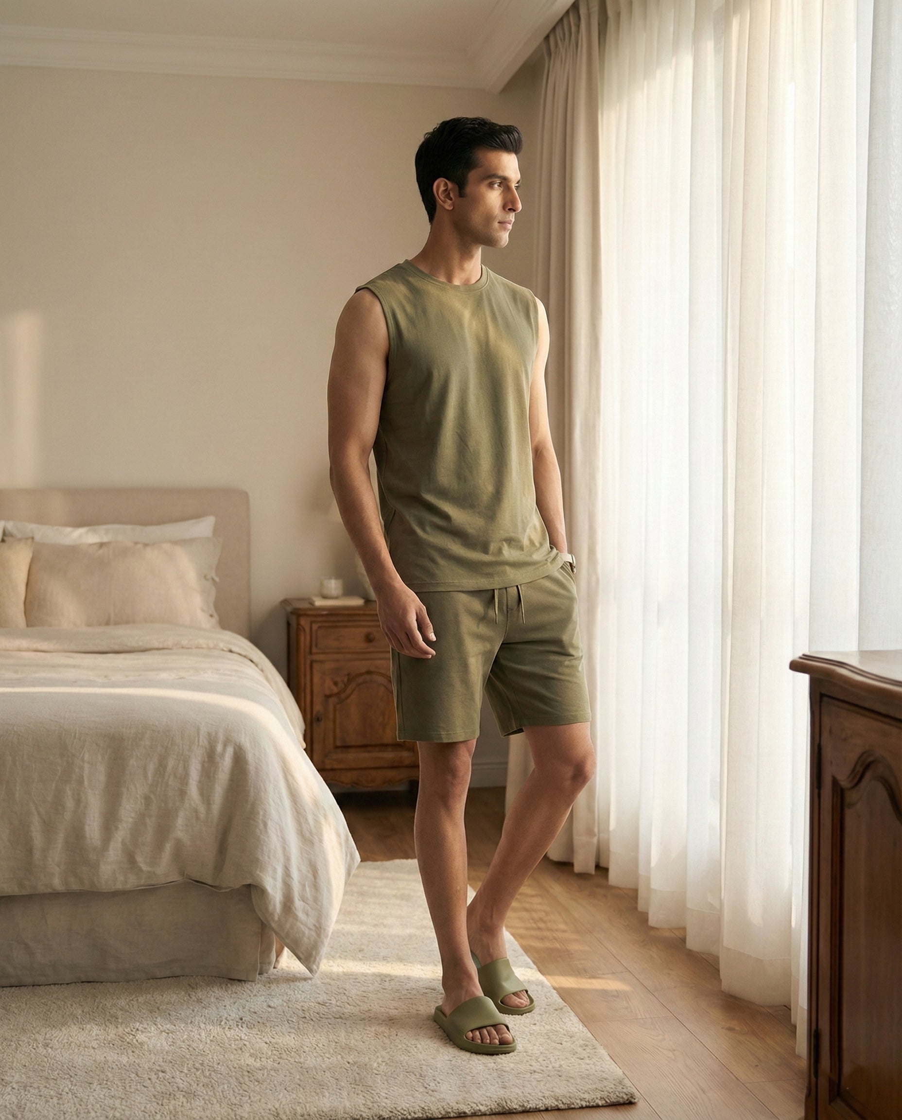 AirKnit Tee + Shorts  (Olive Green)