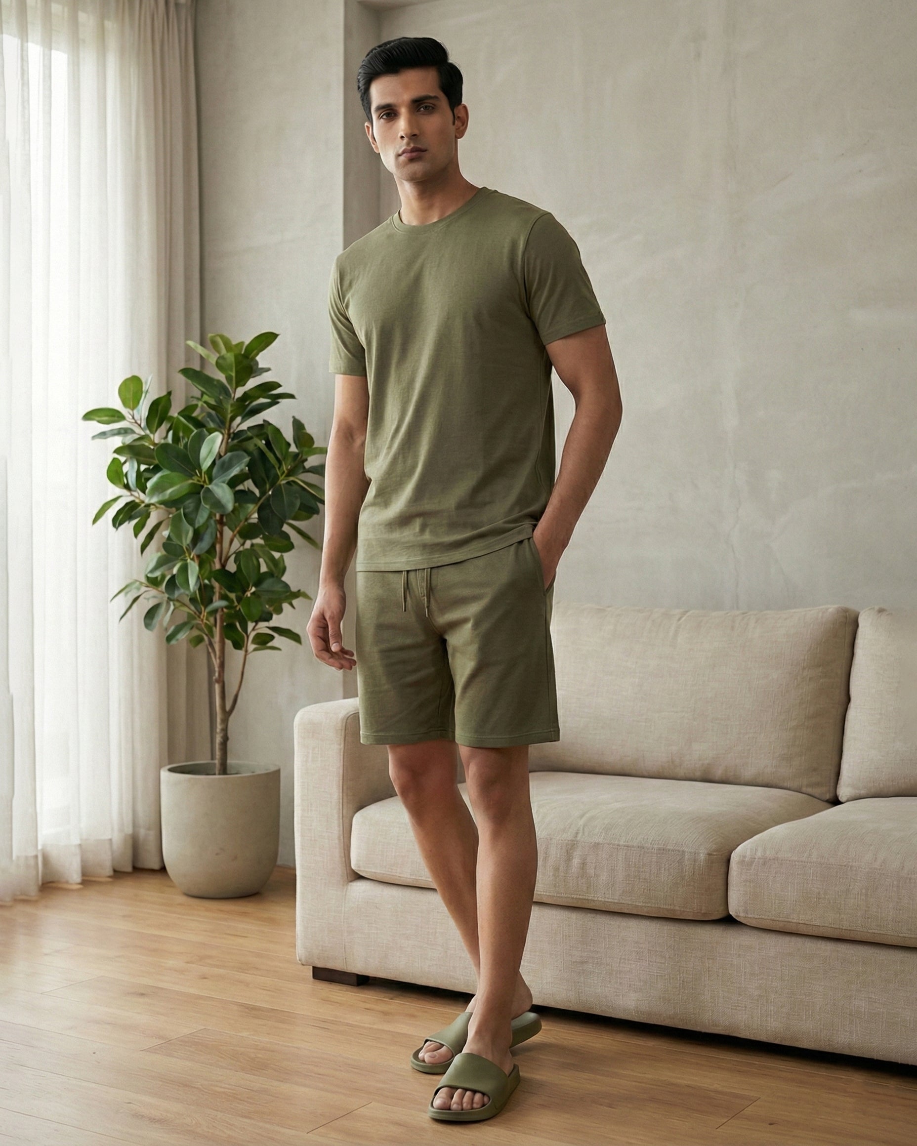 Cosmo T-Shirt + Shorts  (Olive Green)