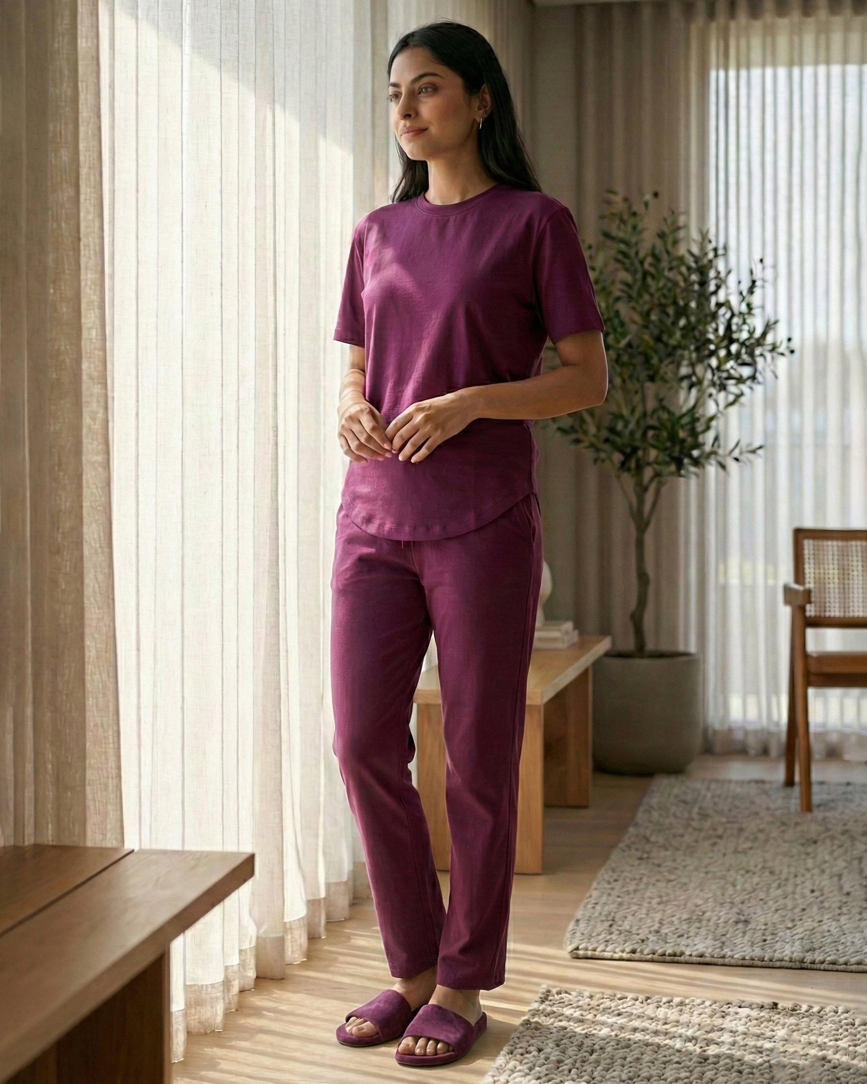 Pearle Bamboo Pant  (Purple Plum)