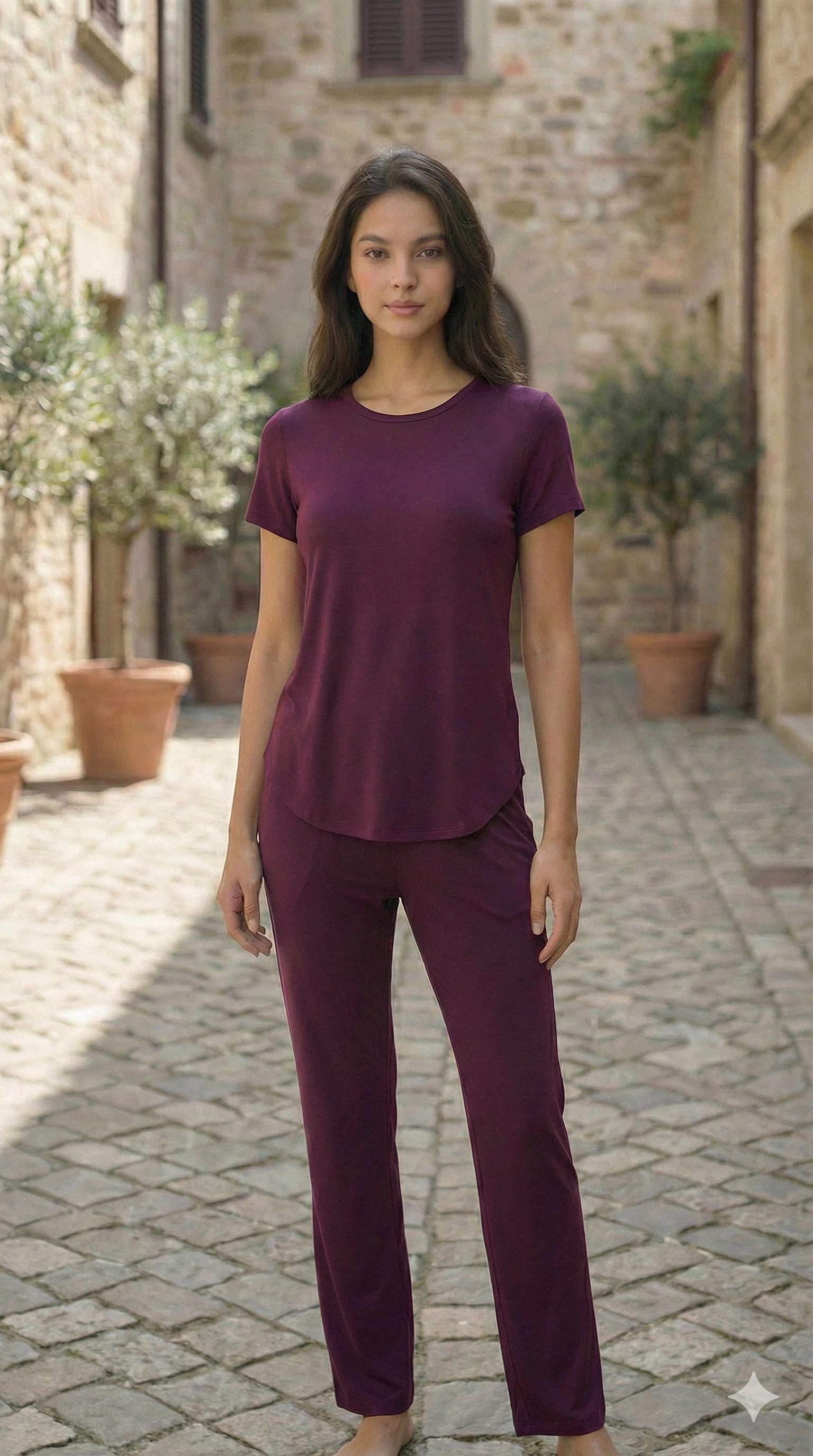 Celine T-Shirt + Pant  (Purple Plum)