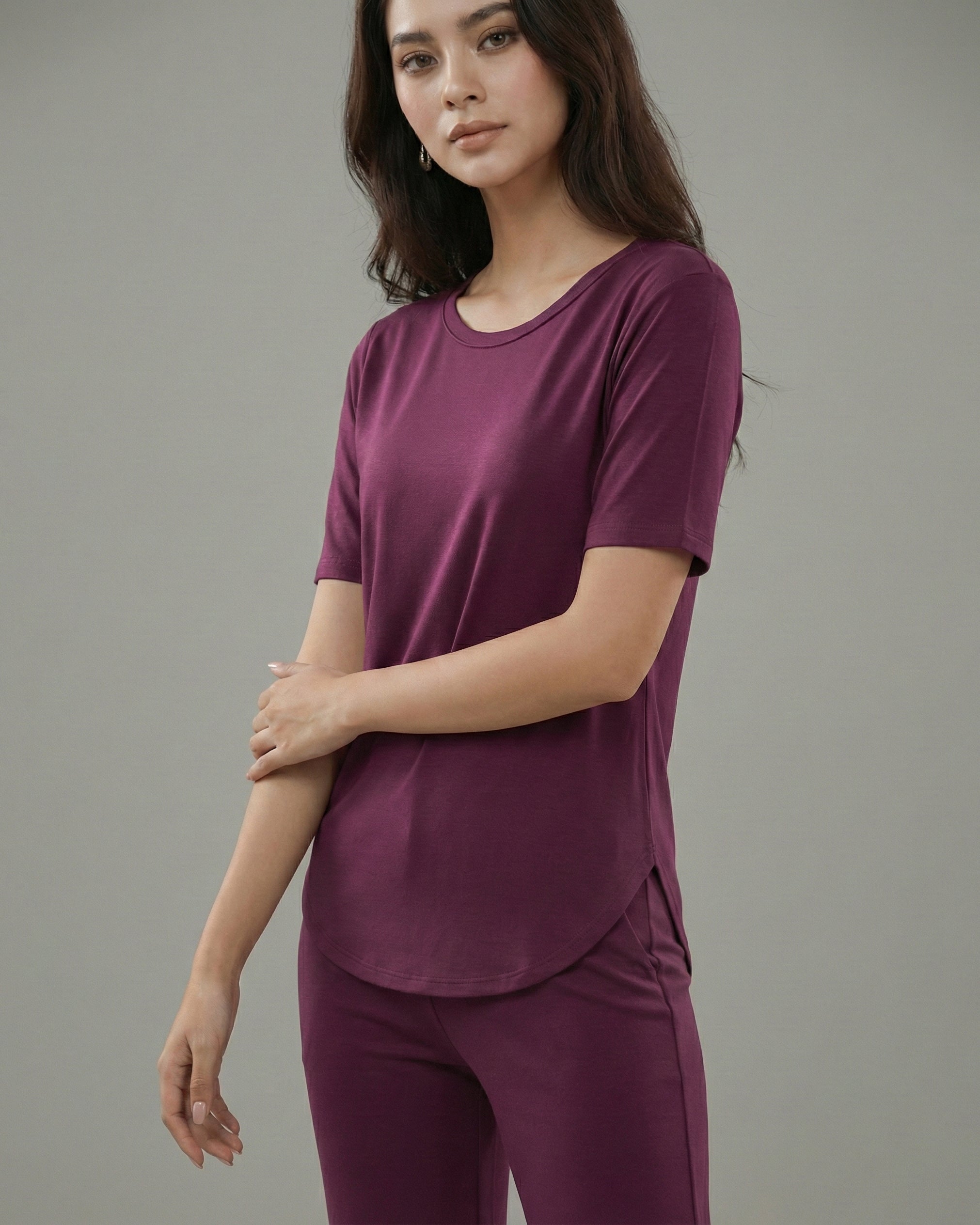 Celine Bamboo Tee  (Purple Plum)