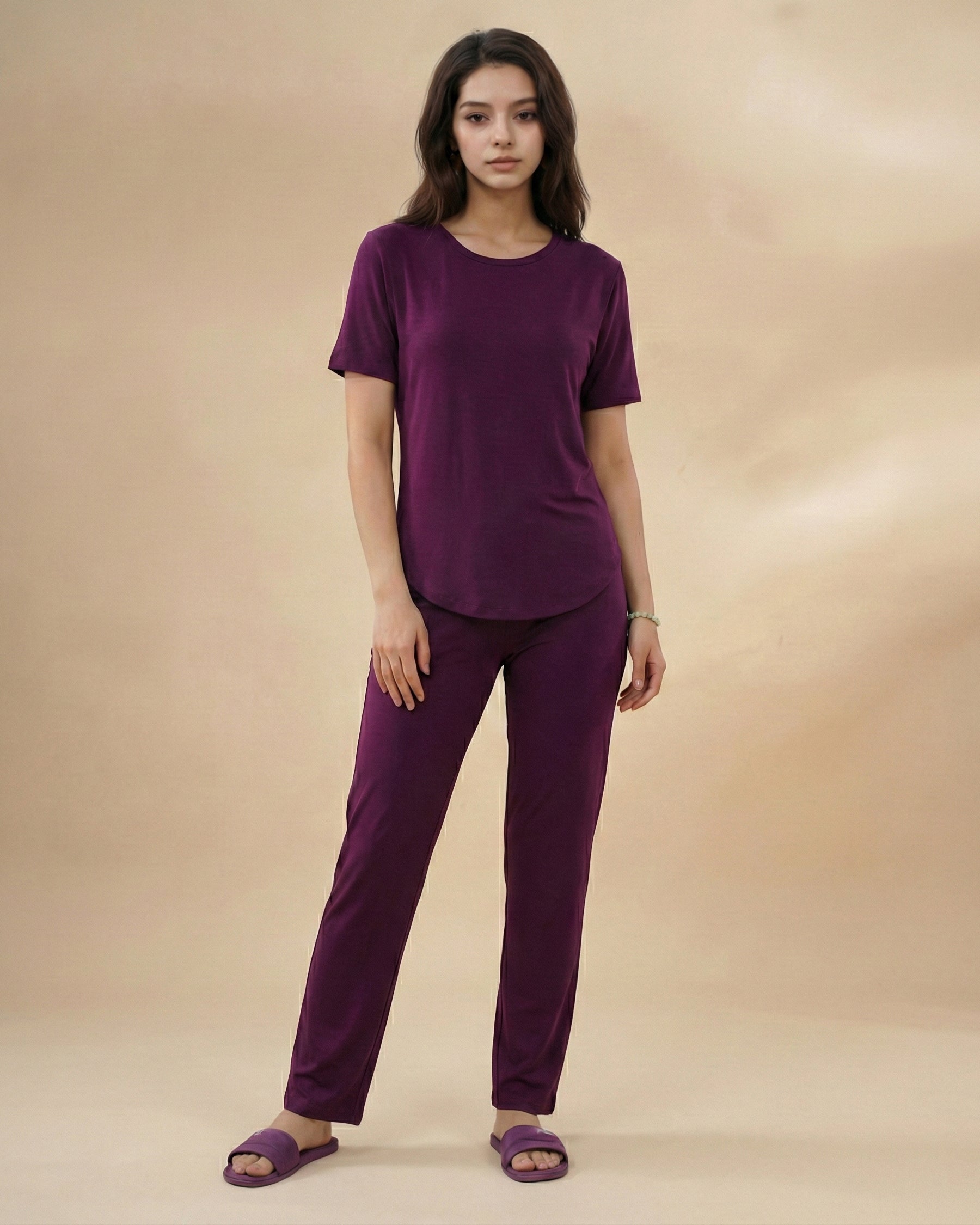 Celine T-Shirt + Pant  (Purple Plum)