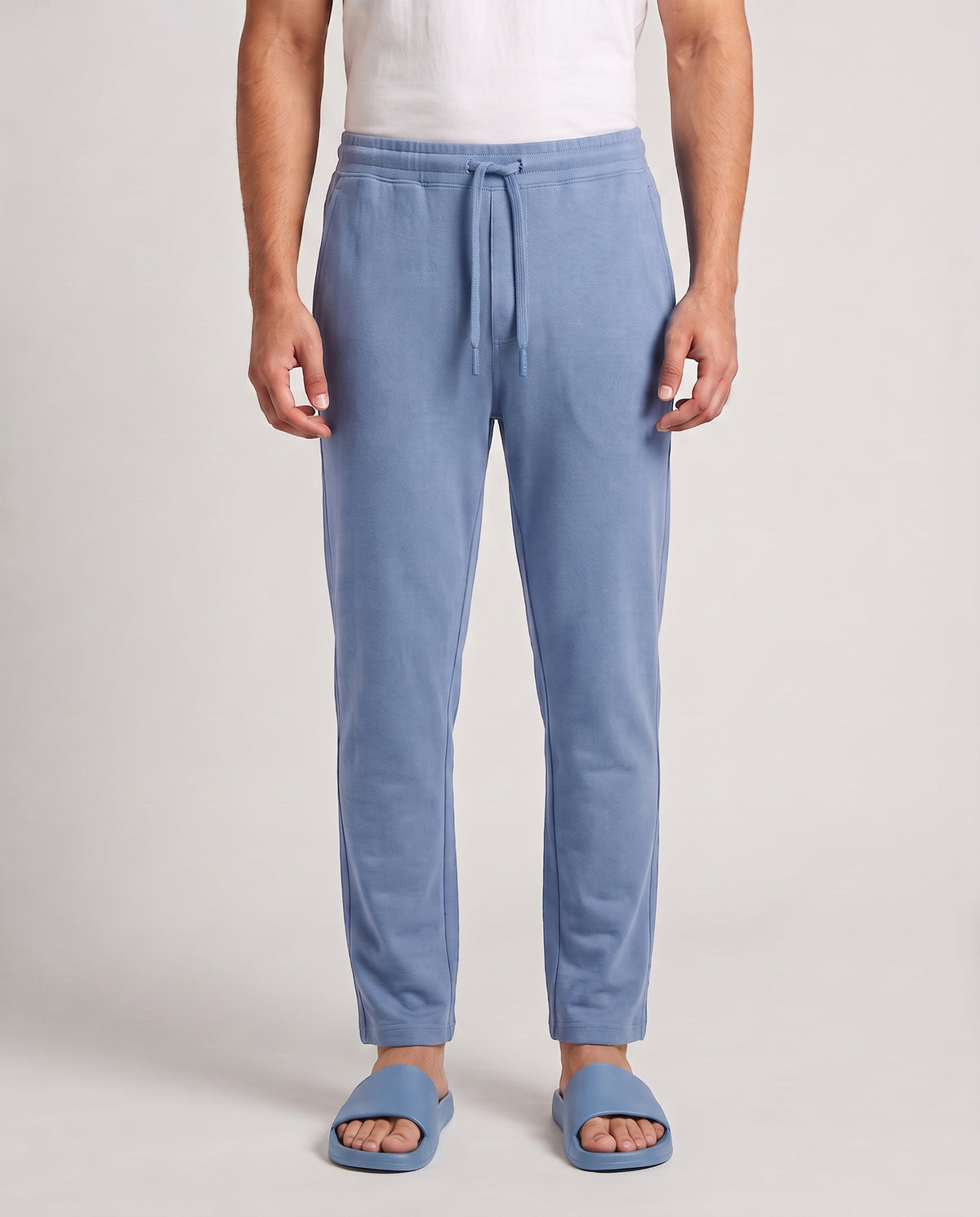 Serene blue men's lounge short with breathable bamboo fabric and a relaxed everyday fit