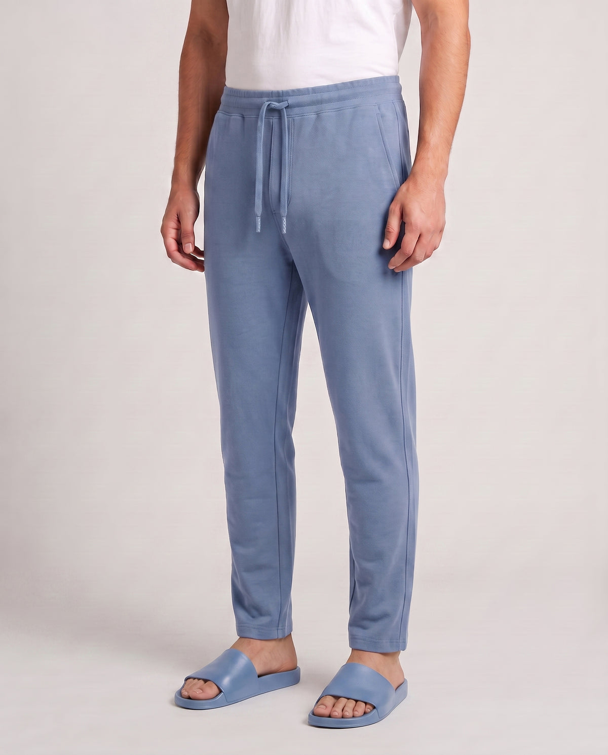 Serene blue men's lounge short with a bamboo blend for soft feel, breathability and easy movement