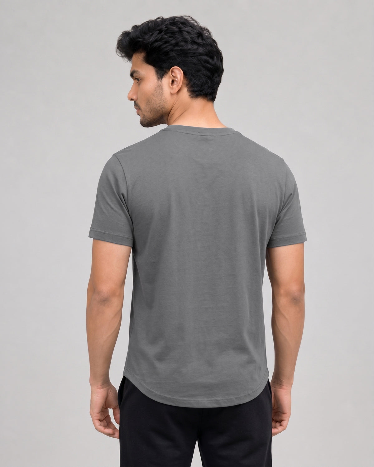 Stone Grey Cosmo tee for men by Softsleep, styled with regular sleeves and breathable softness for relaxed loungewear.