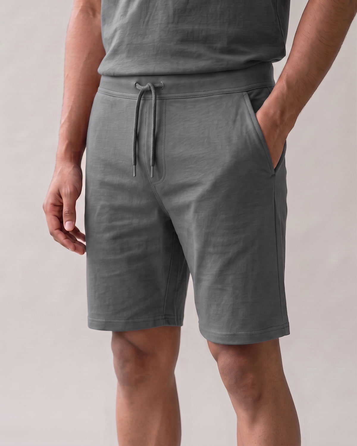 Men's Stone Grey Hushy lounge short from Softsleep, offering a relaxed fit and soft comfort for laid-back everyday wear.
