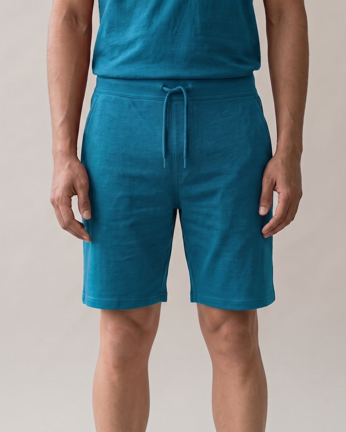 Teal Blue Hushy lounge shorts for men from Softsleep, crafted in bamboo cotton for lightweight comfort and effortless everyday lounging.