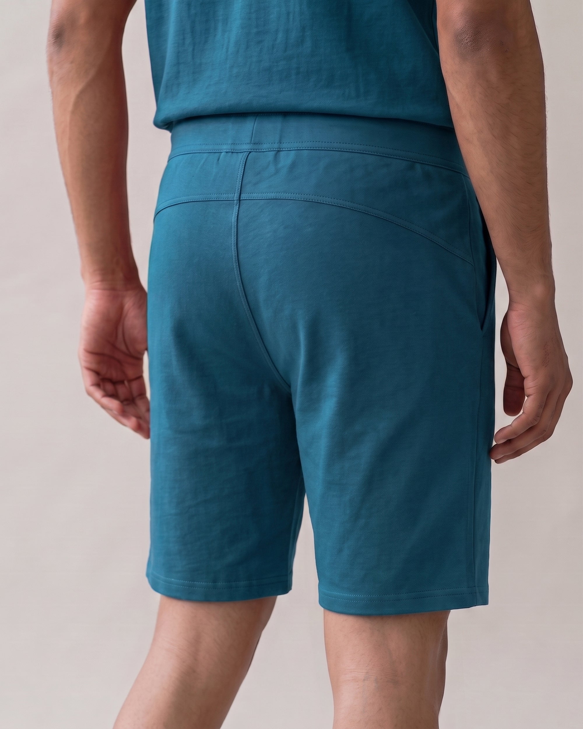 Teal Blue Hushy lounge shorts for men by Softsleep, made with soft bamboo cotton for relaxed comfort and easy everyday movement.