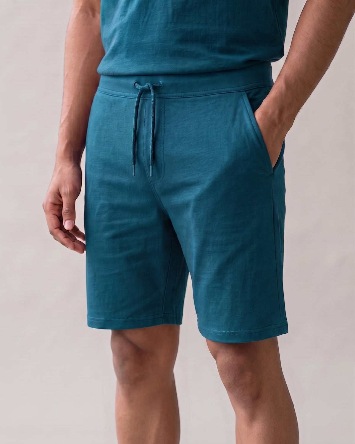 Teal Blue Hushy lounge shorts from Softsleep for men, crafted with bamboo cotton for soft comfort and relaxed everyday movement.
