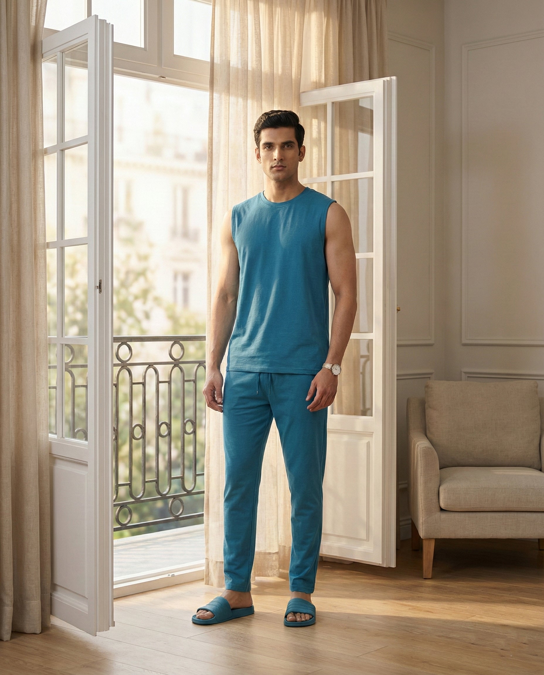 AirKnit Tee + Pant  (Teal Blue)