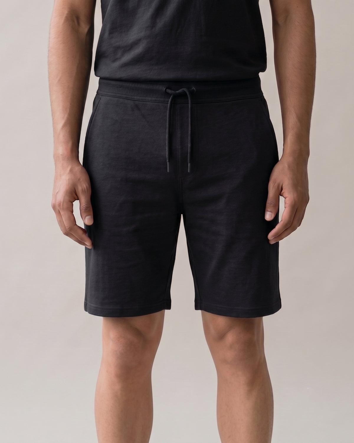 Softsleep men's True Black Hushy lounge shorts, made from bamboo cotton for a soft feel and easygoing everyday loungewear.