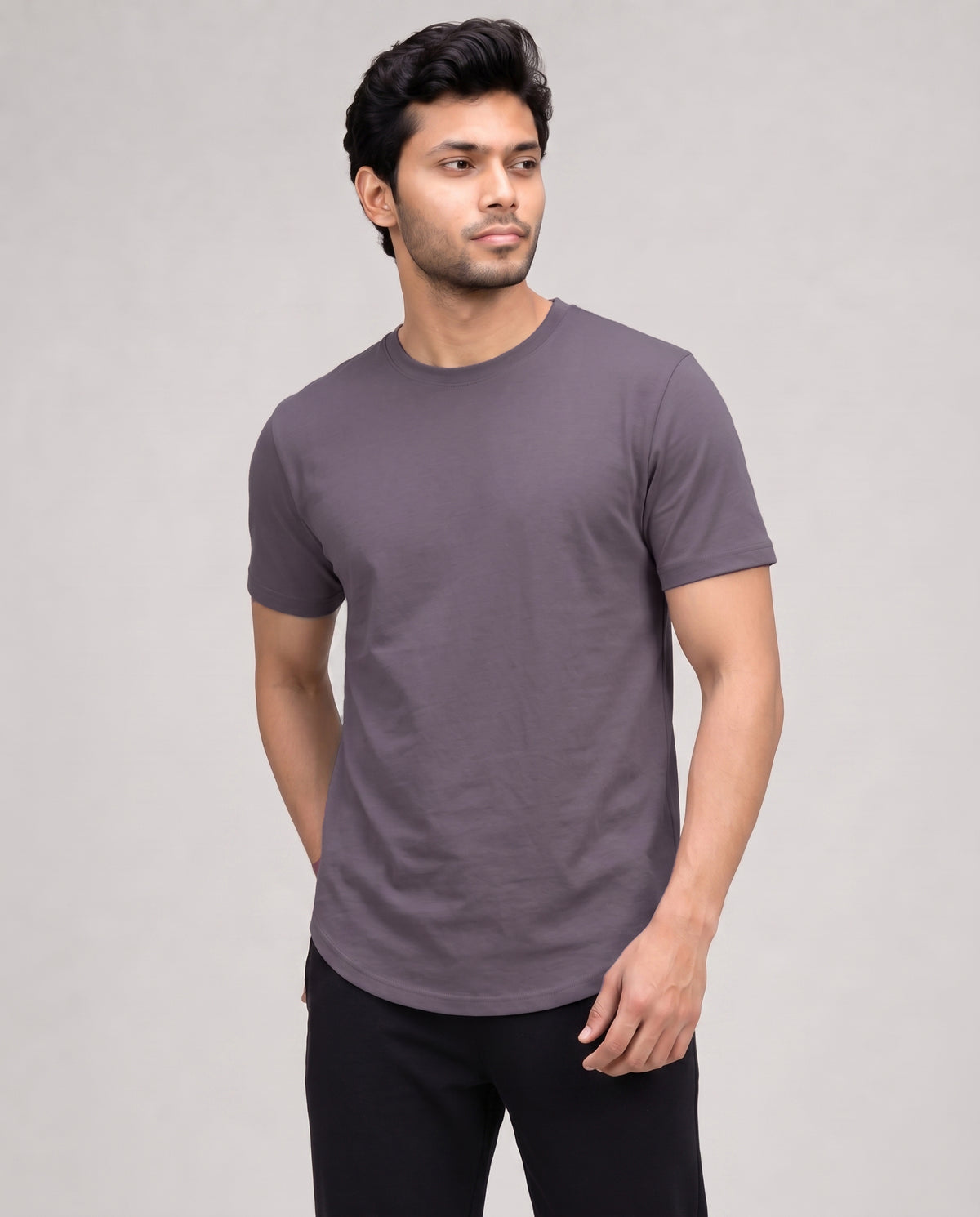 Softsleep Twilight Cosmo tee for men, featuring half sleeves and breathable bamboo cotton for lightweight comfort throughout the day.