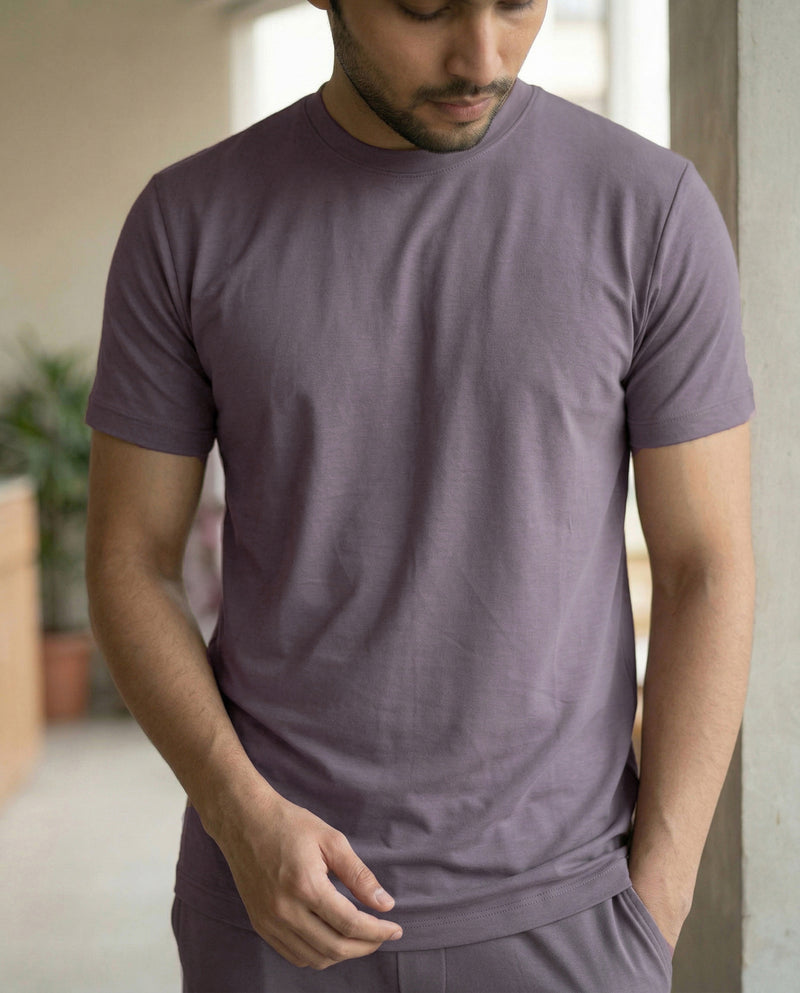 A Twilight Cosmo half sleeve tee from Softsleep for men, crafted in soft bamboo cotton for an easy fit and comfortable loungewear.