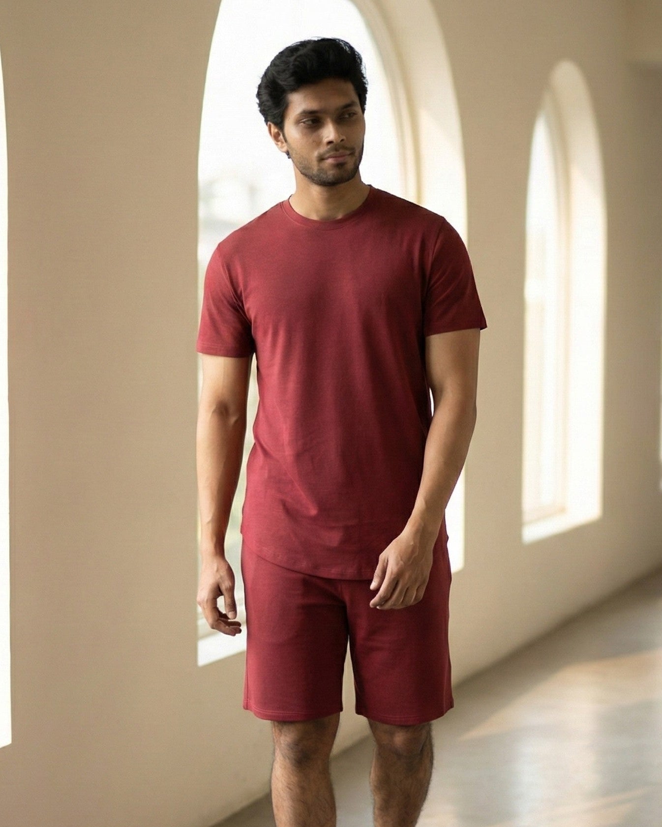 Cosmo T-Shirt + Shorts  (Wine Maroon)