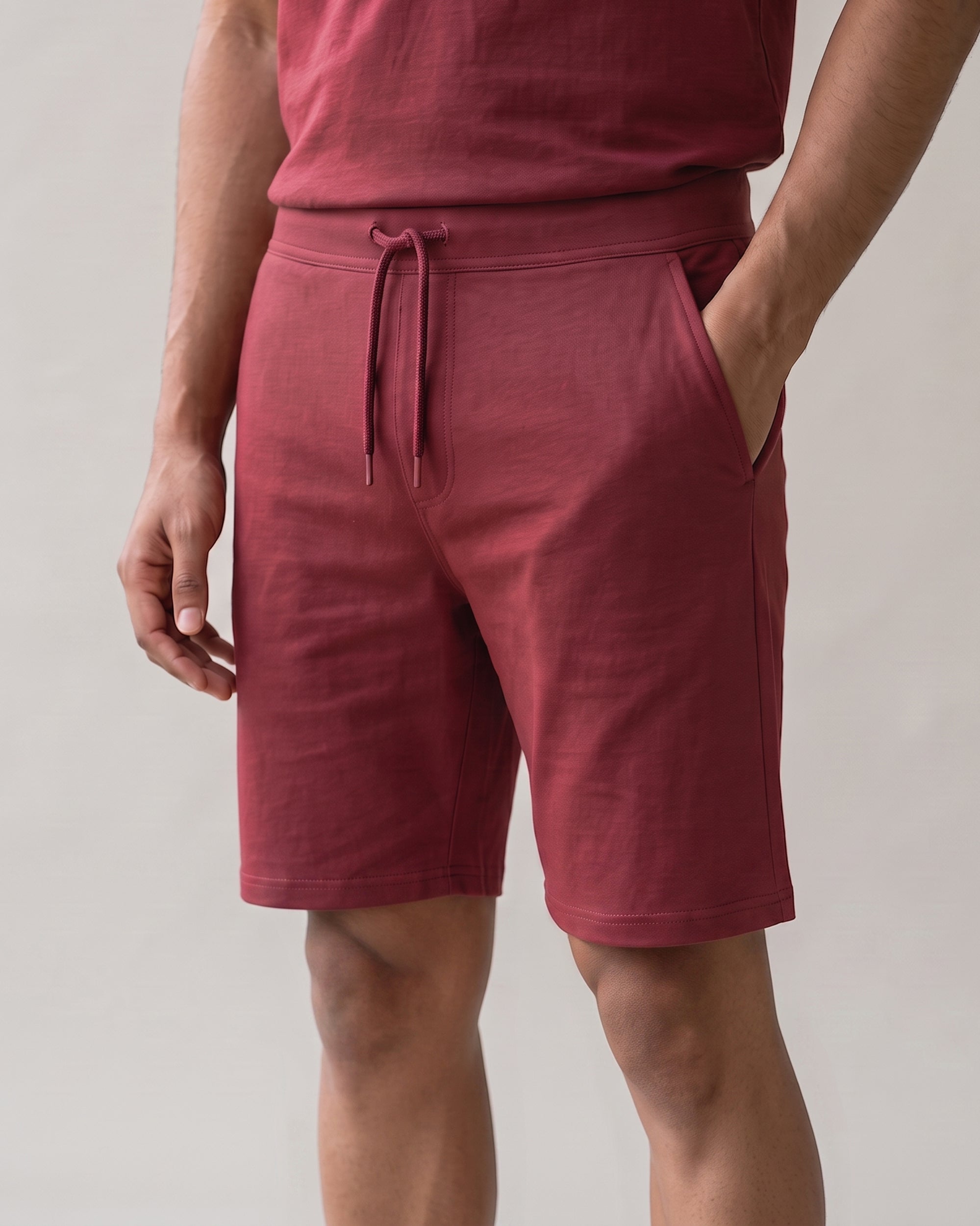 Softsleep men's wine maroon Hushy lounge shorts, made from bamboo cotton for easy movement, softness and relaxed everyday comfort.