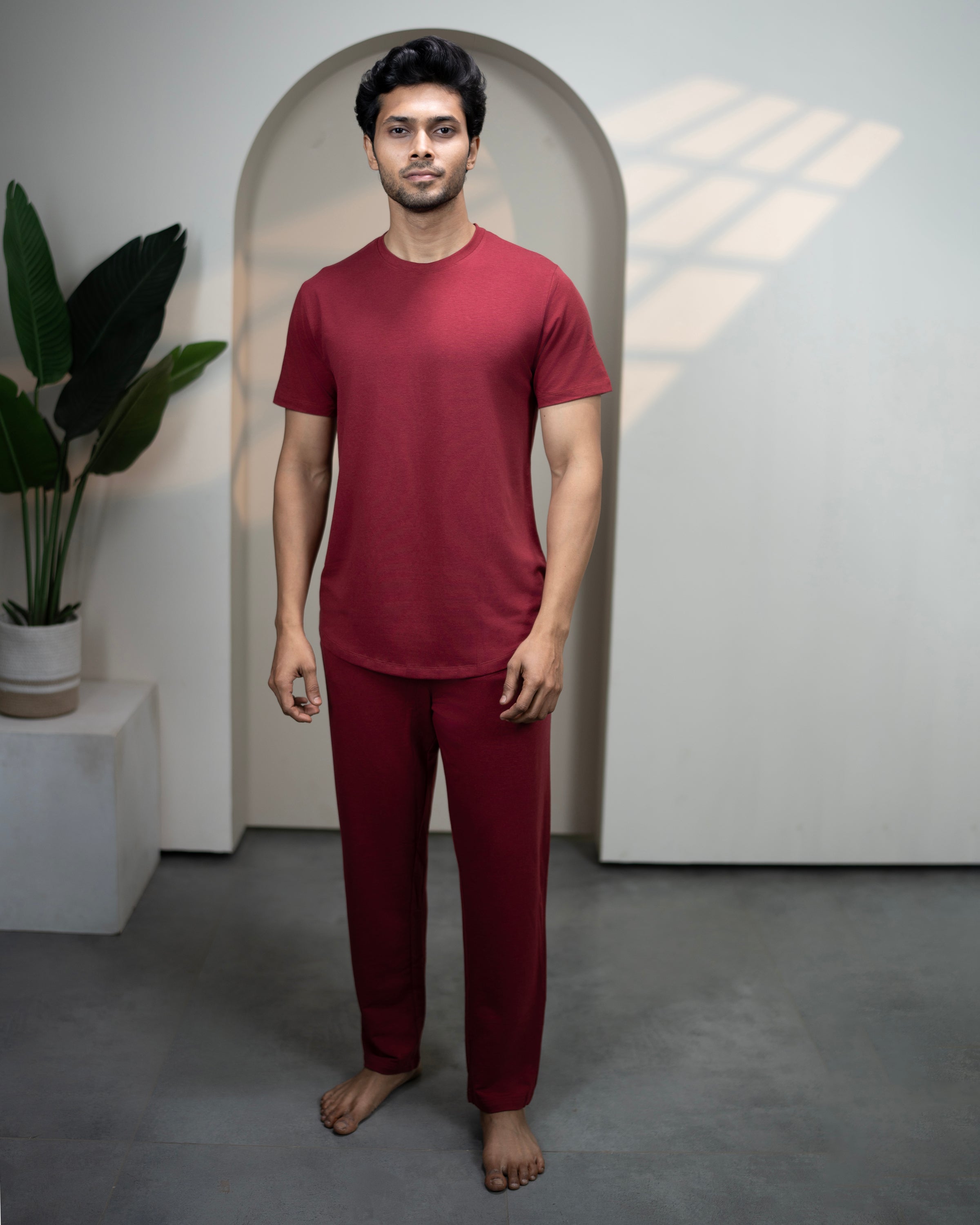 Cosmo T-Shirt + Pant set in Wine Maroon
Soft breathable fabric t-shirt and pant
Women’s comfortable everyday lounge set
Eco friendly lightweight casual wear
Wine Maroon cozy T-Shirt + Pant set

