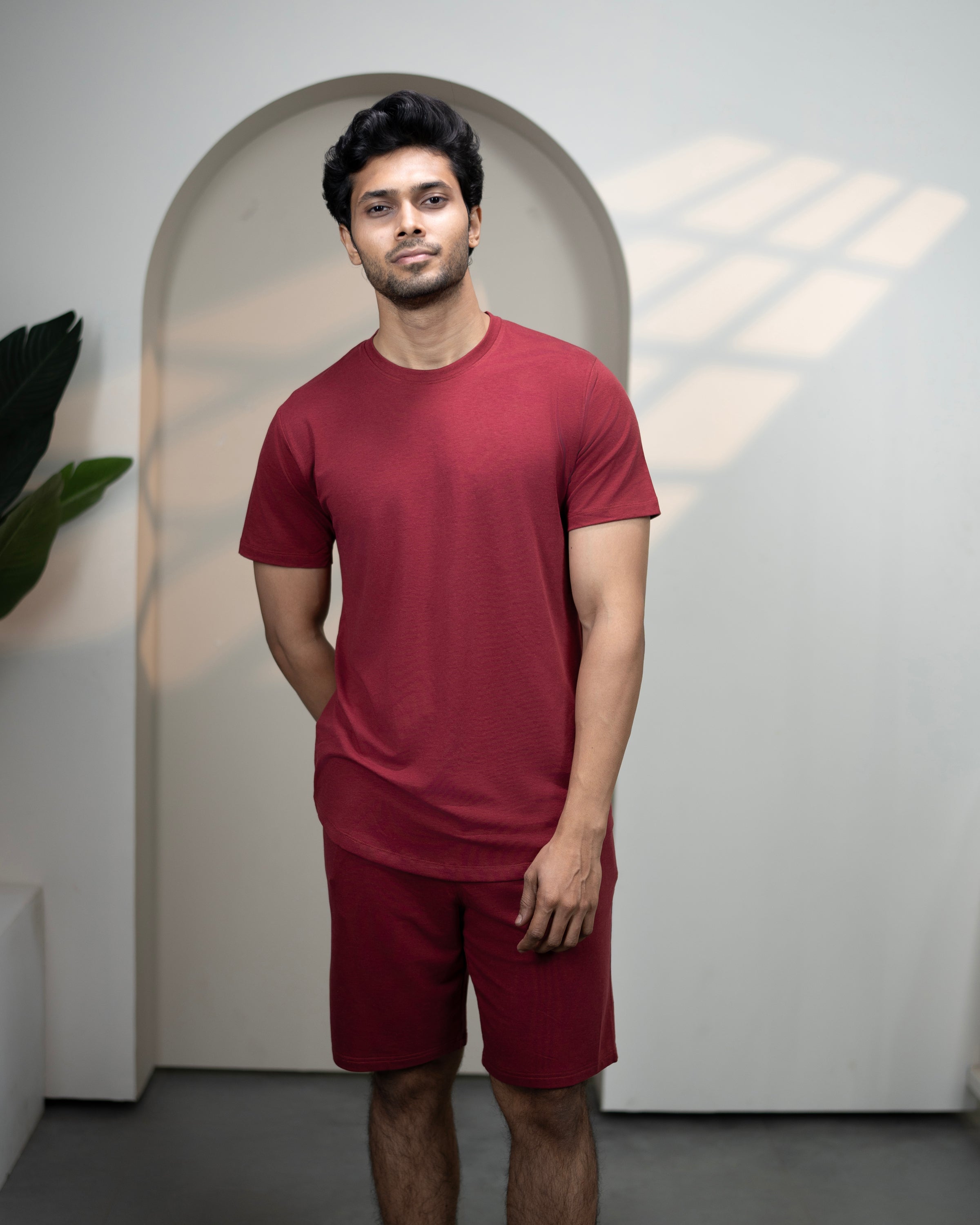Cosmo T-Shirt + Shorts  (Wine Maroon)