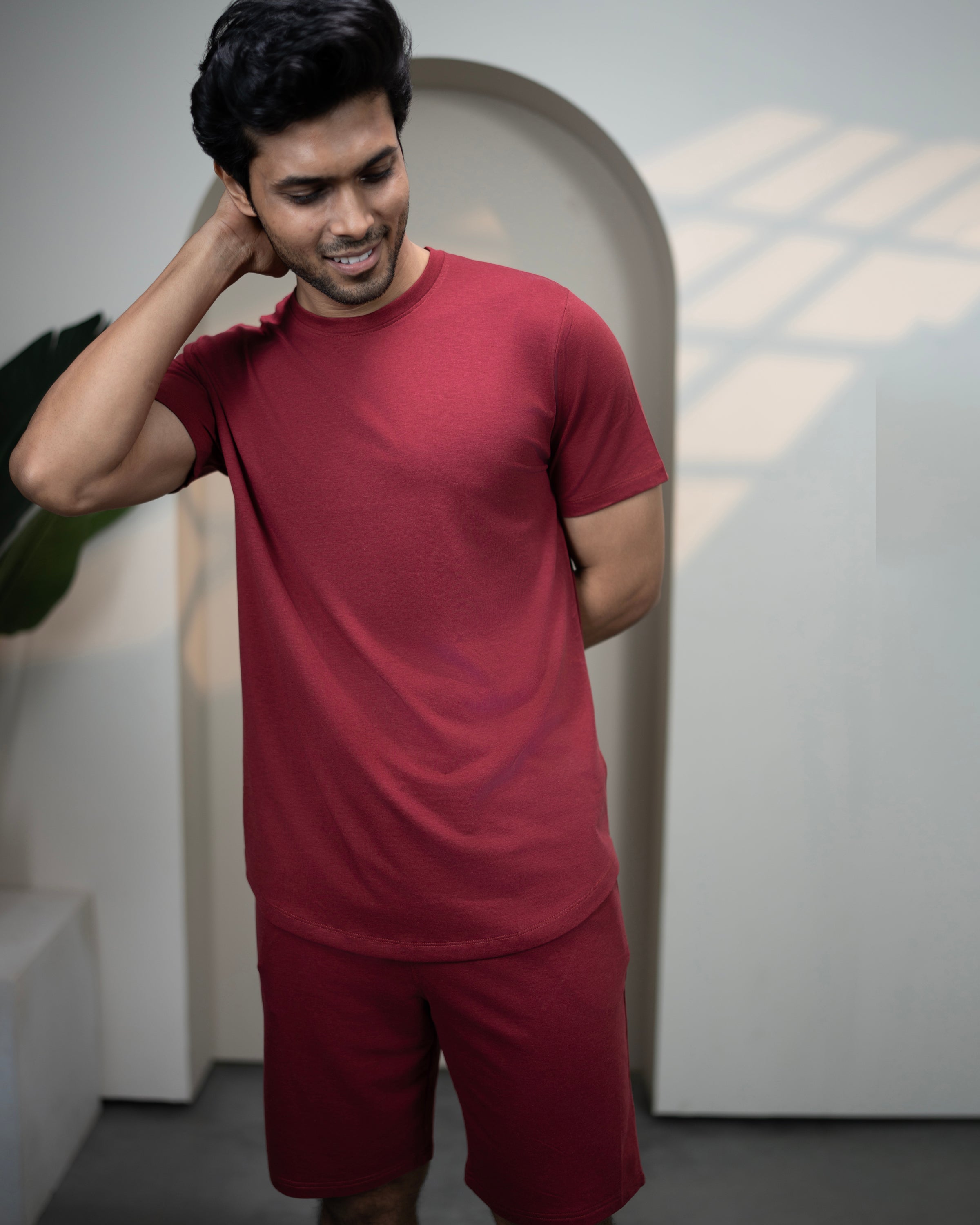 Cosmo T-Shirt + Shorts  (Wine Maroon)
