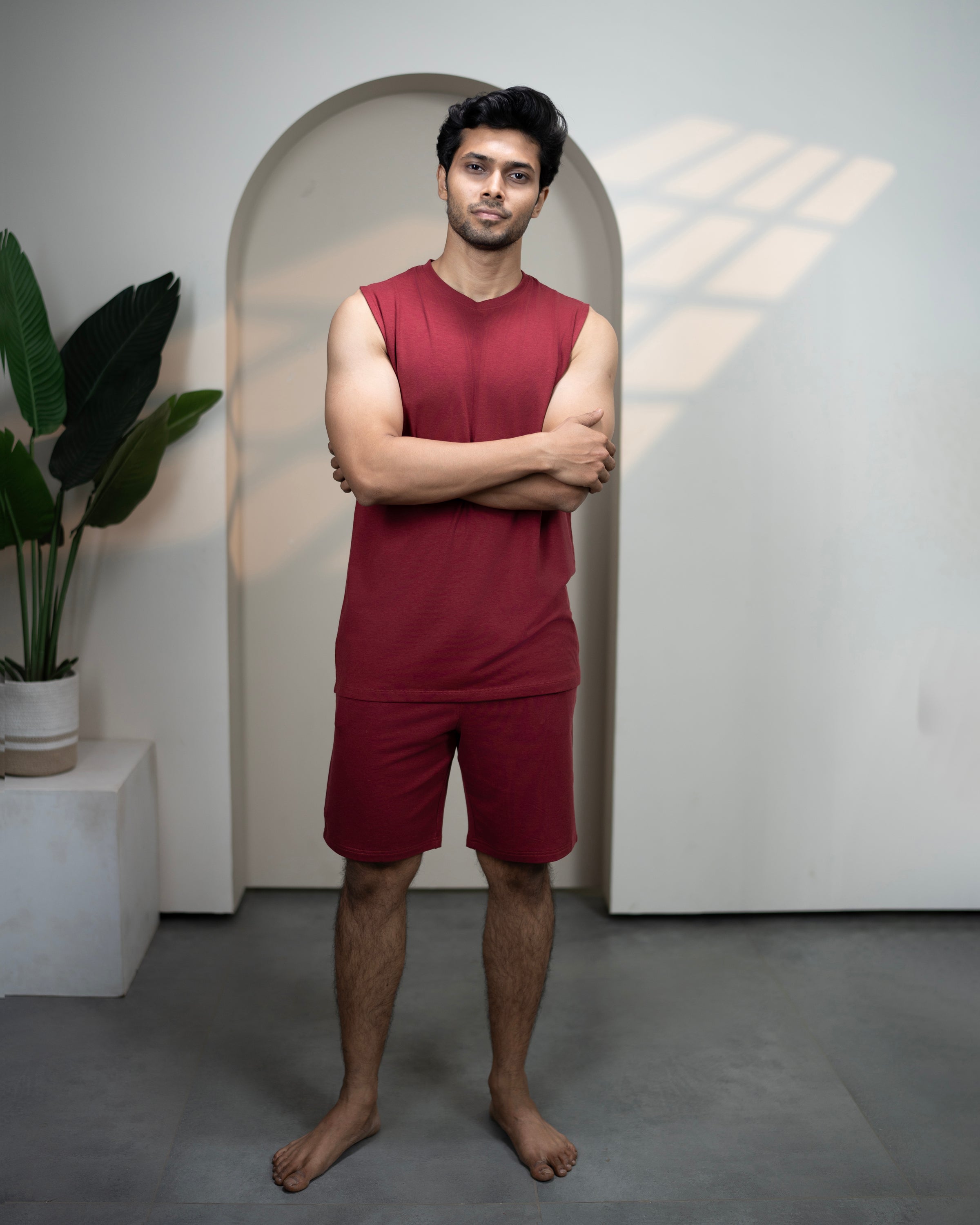 AirKnit Tee + Shorts  (Wine Maroon)