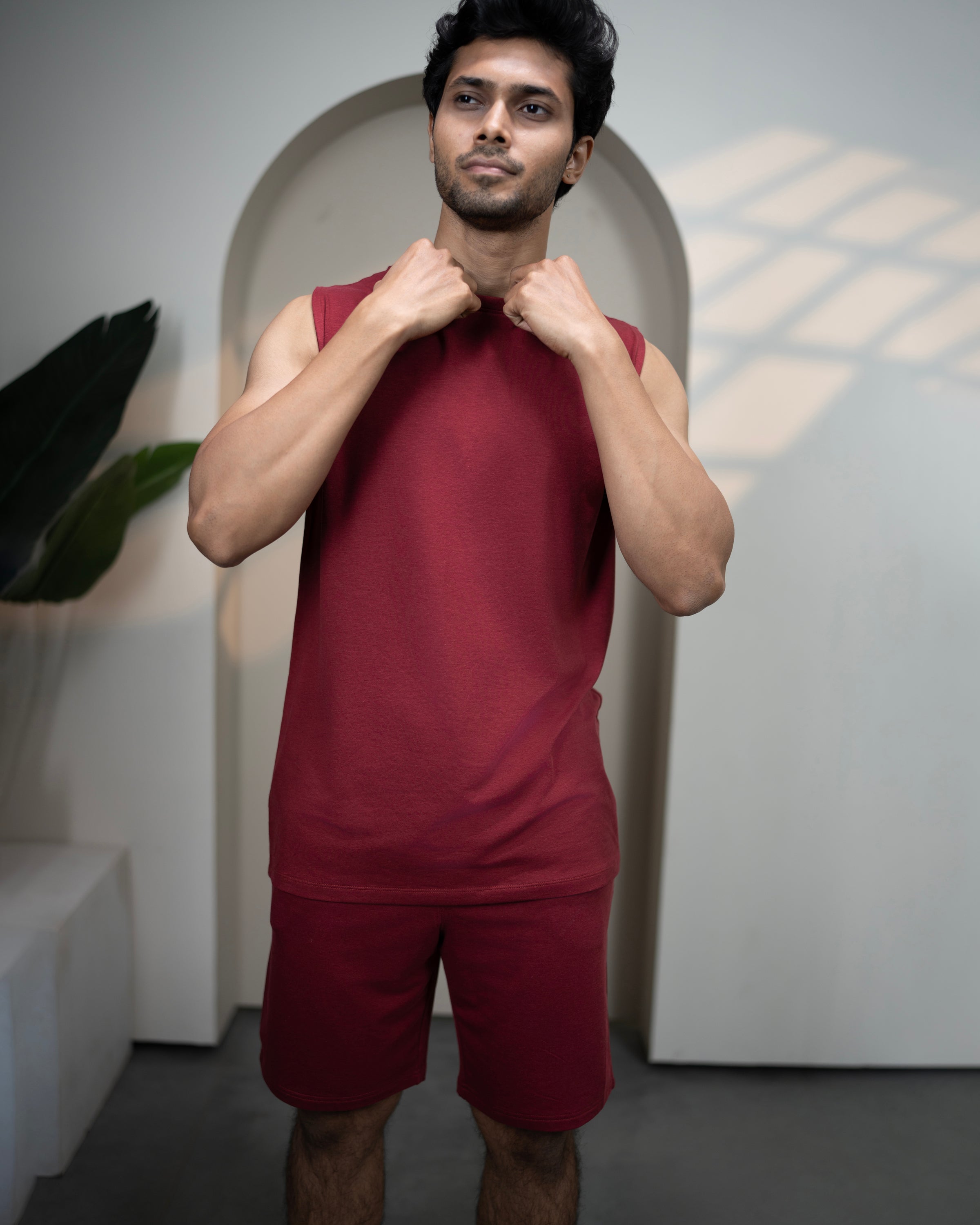 AirKnit Tee + Shorts  (Wine Maroon)